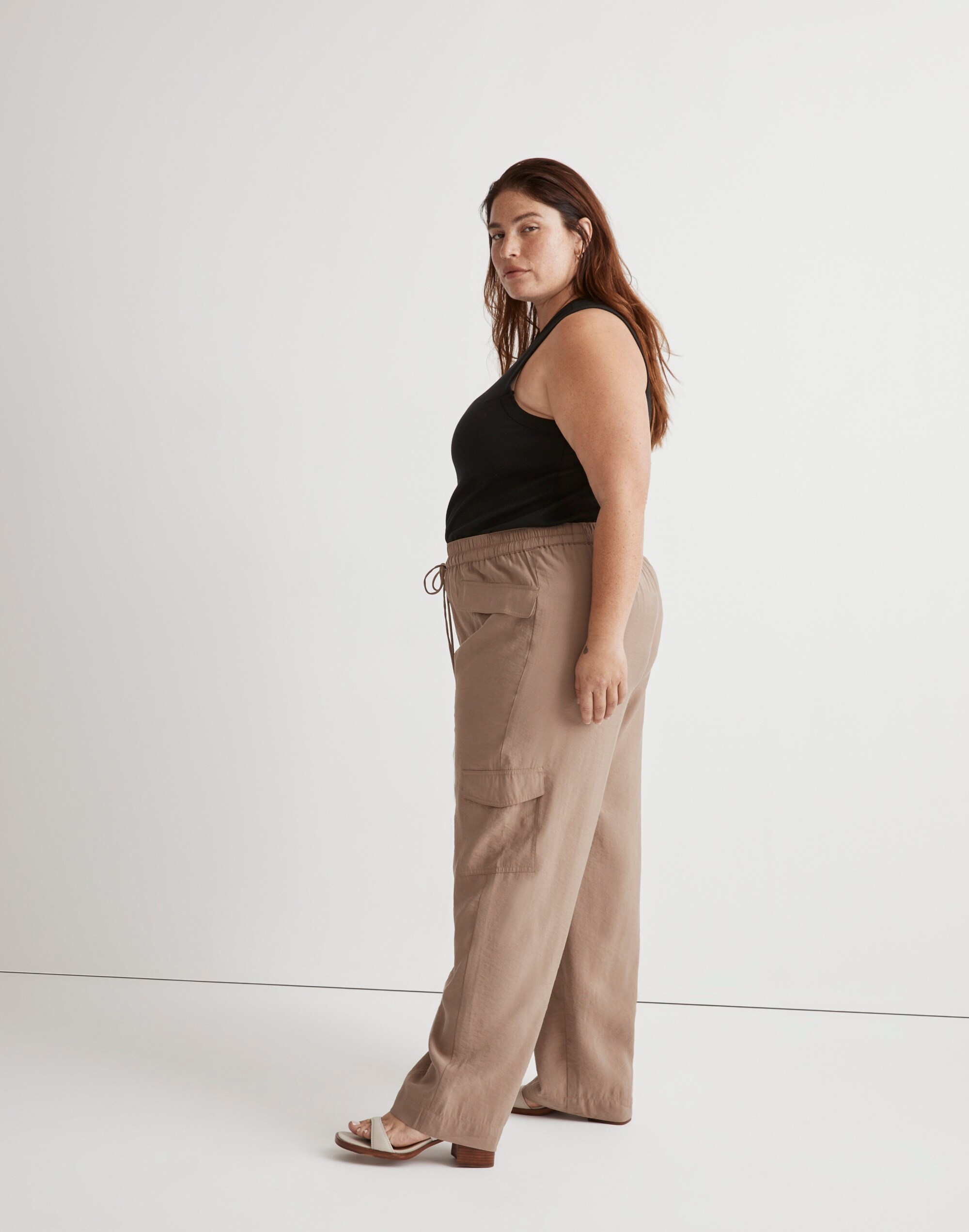 Plus  Straight Cargo Pants in Softdrape