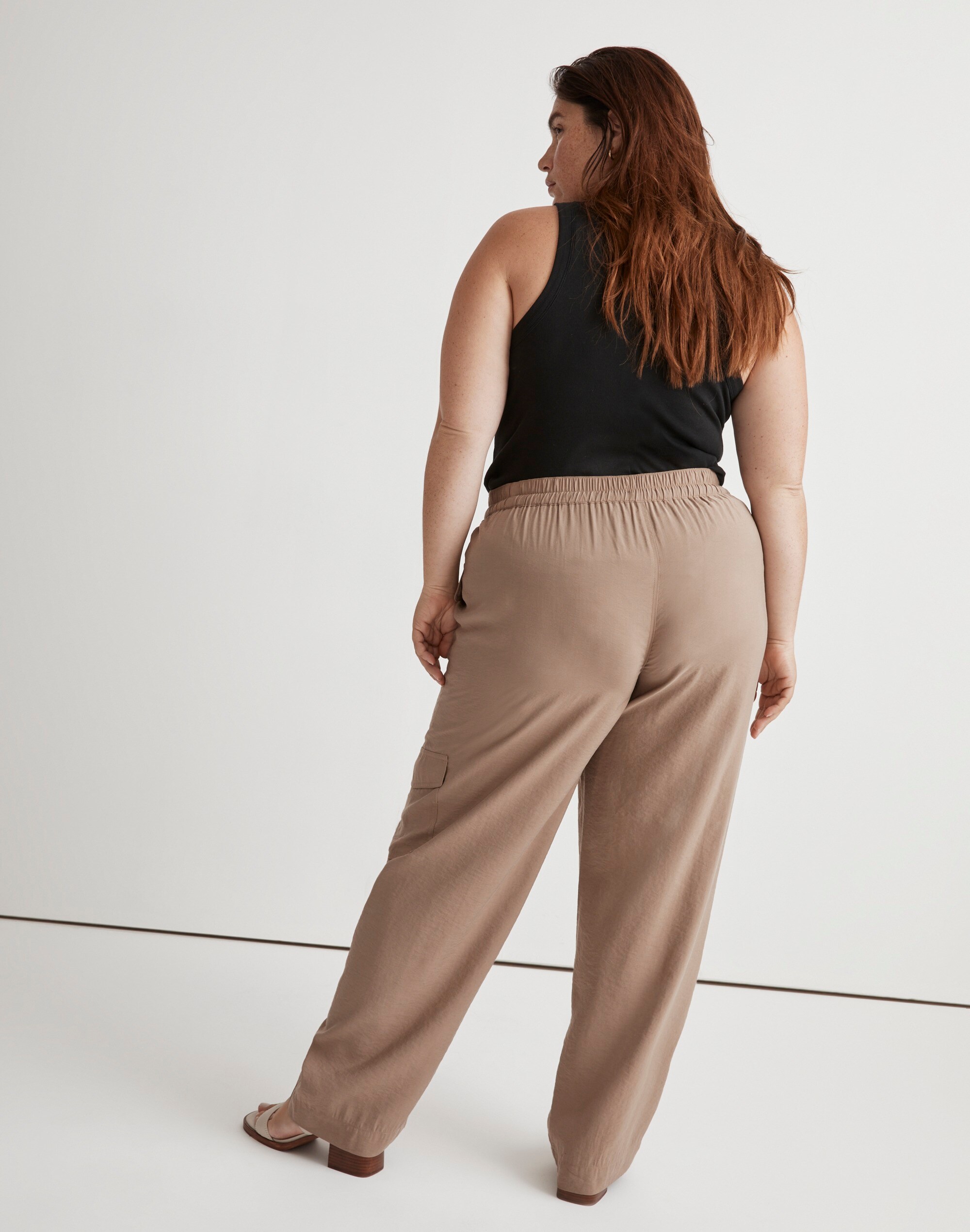 Plus  Straight Cargo Pants in Softdrape