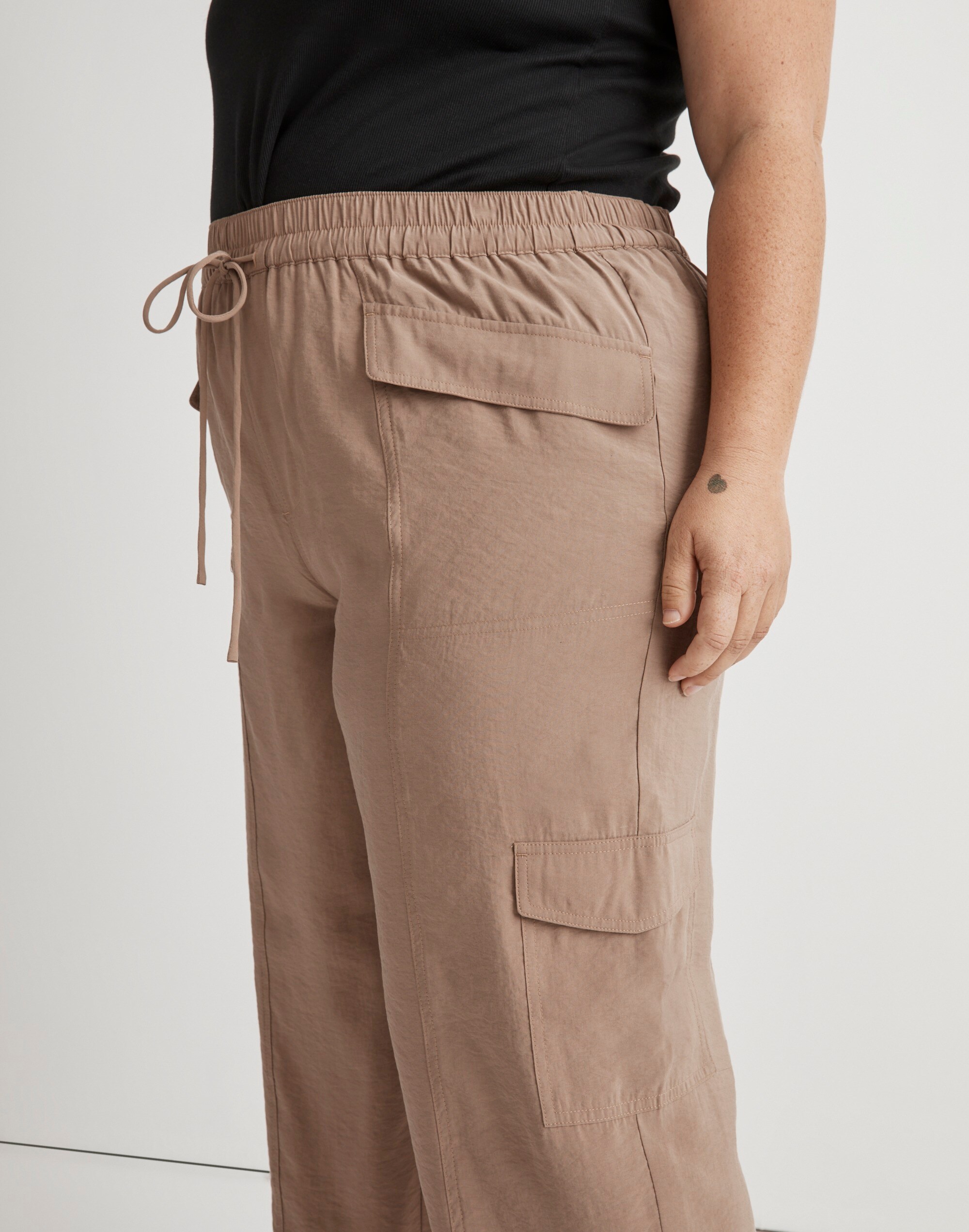 Plus  Straight Cargo Pants in Softdrape