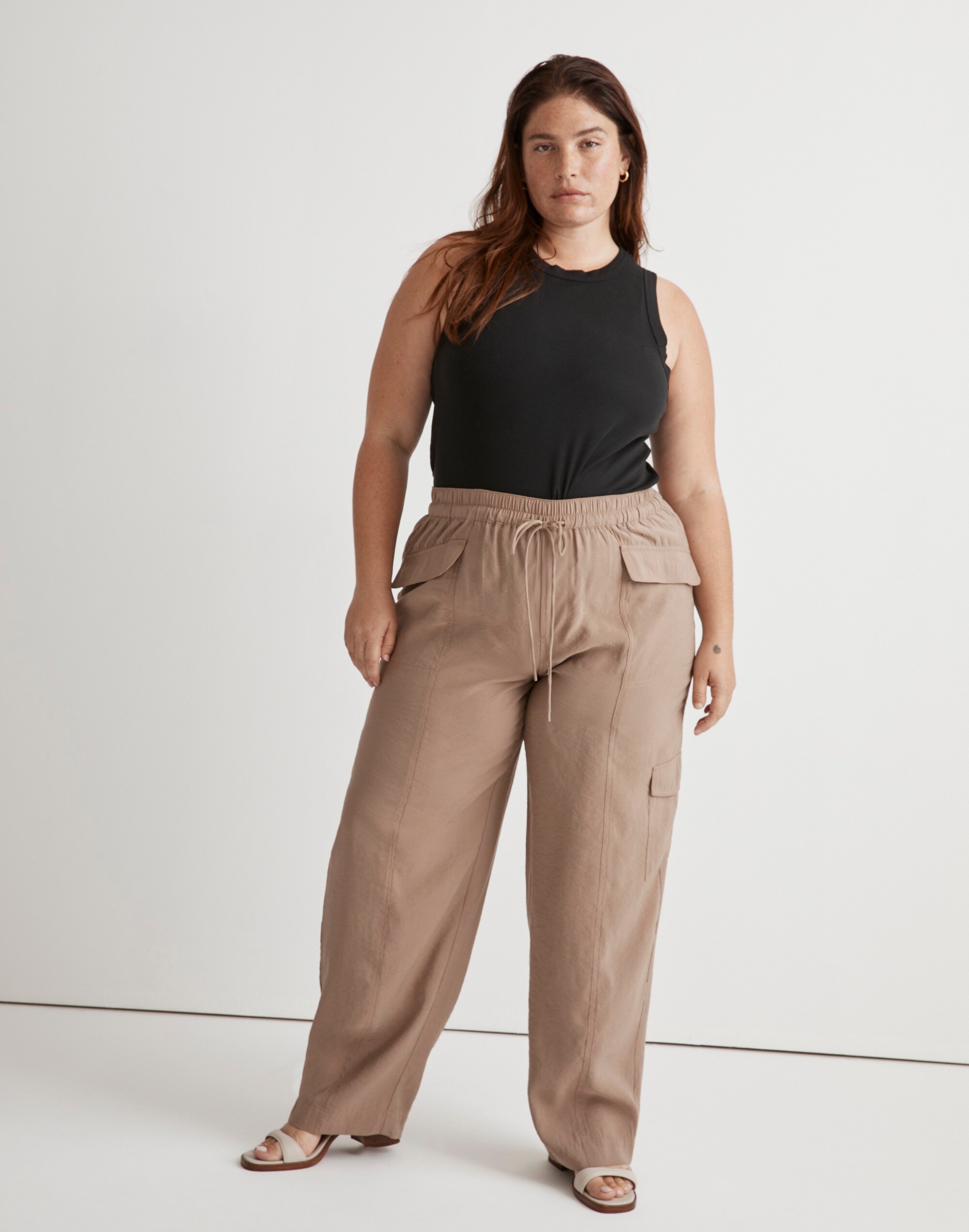 Plus  Straight Cargo Pants in Softdrape