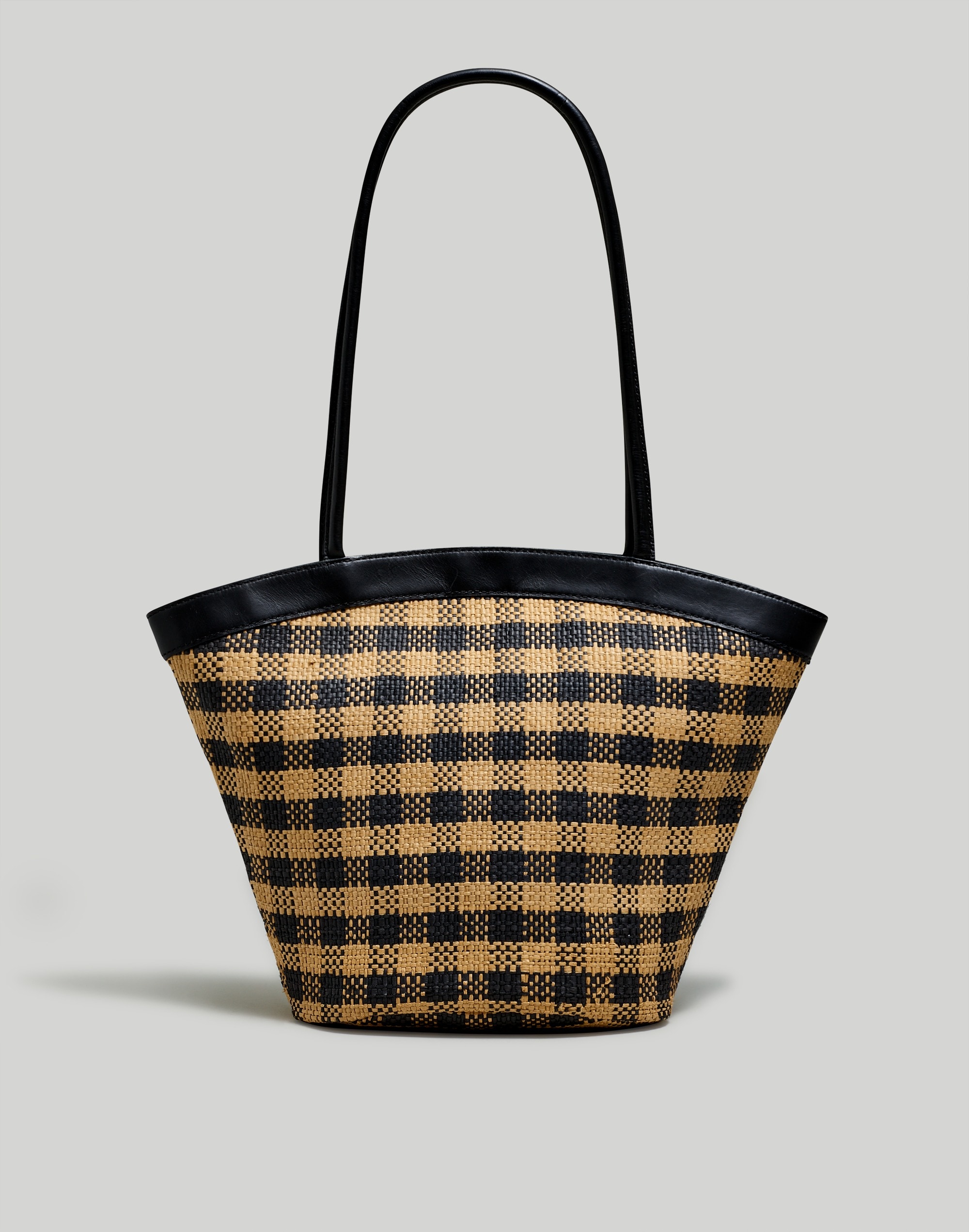 gingham paper straw tote