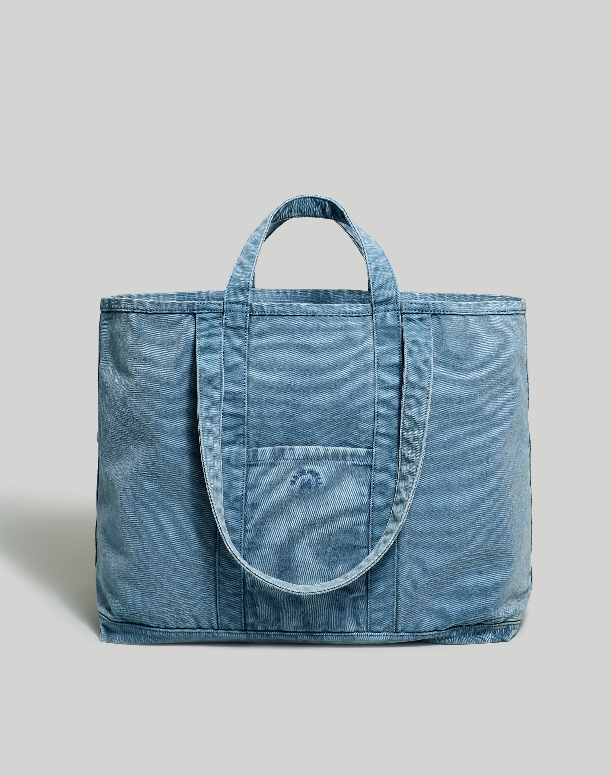 Mw Garment-dyed  Canvas Oversized Tote In Canal Blue