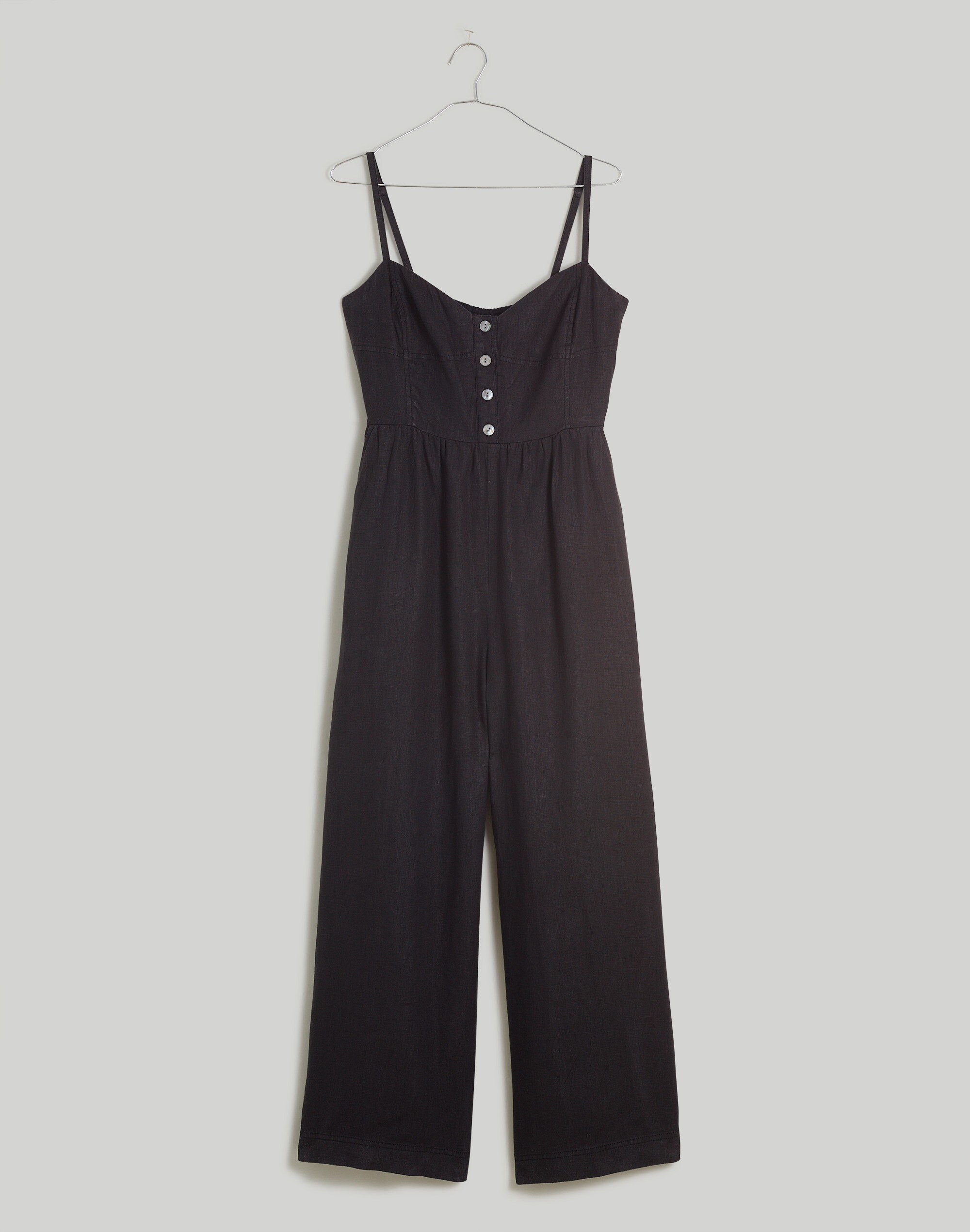Plus Sleeveless Wide-Leg Jumpsuit in 100% Linen