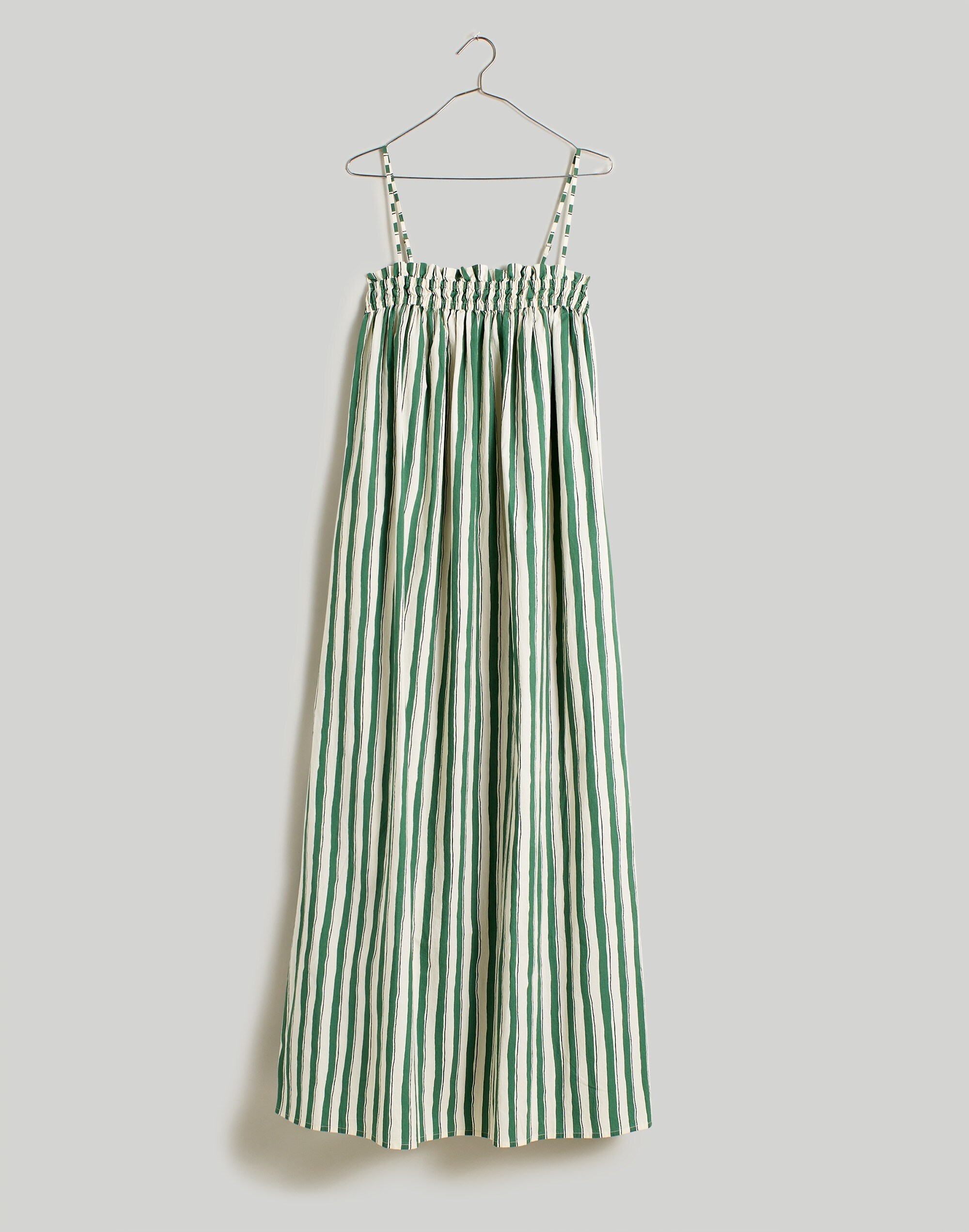 Plus Poplin Ruffle A-Line Midi Dress in Stripe