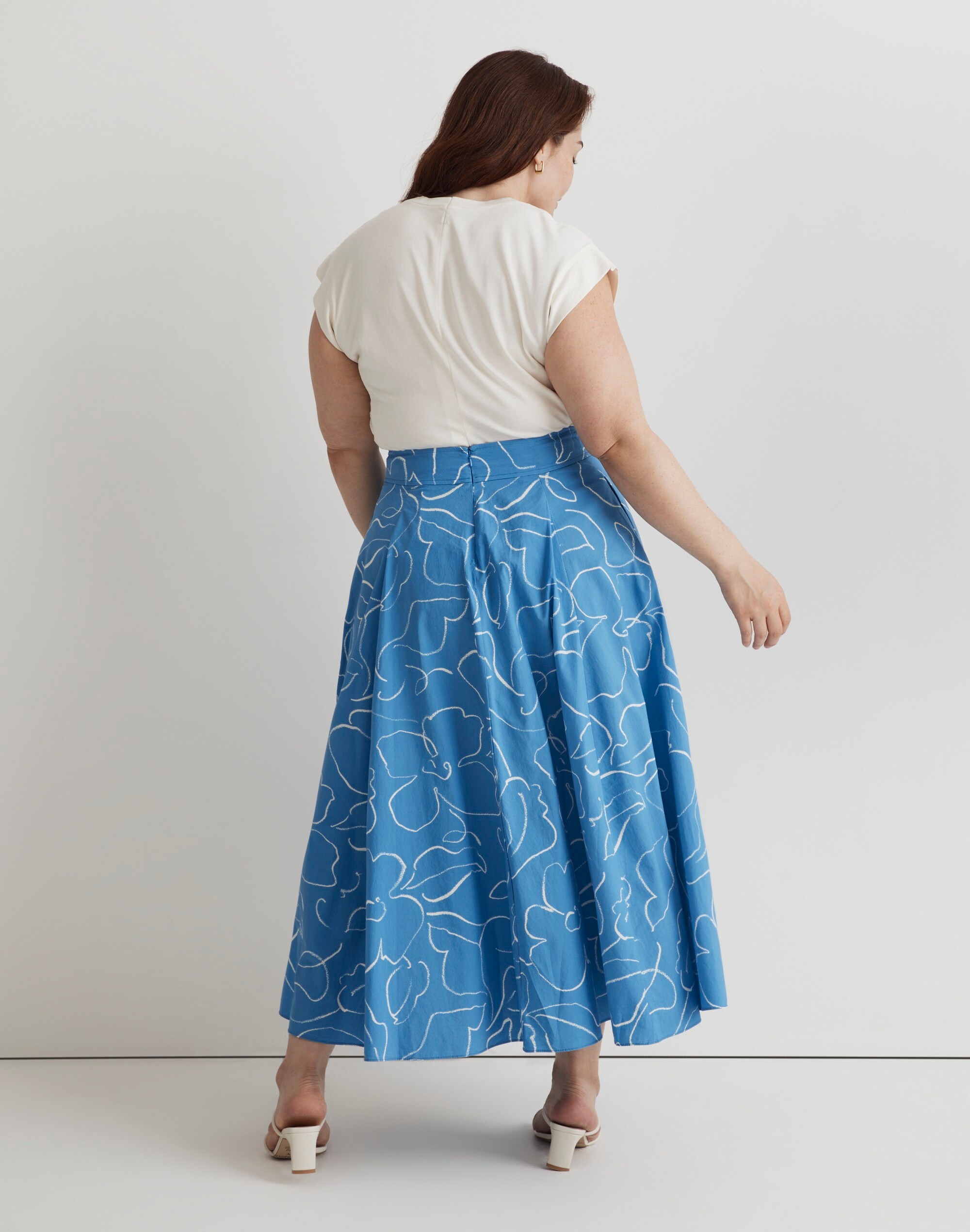 Plus Signature Poplin Skirt in Linear Bloom