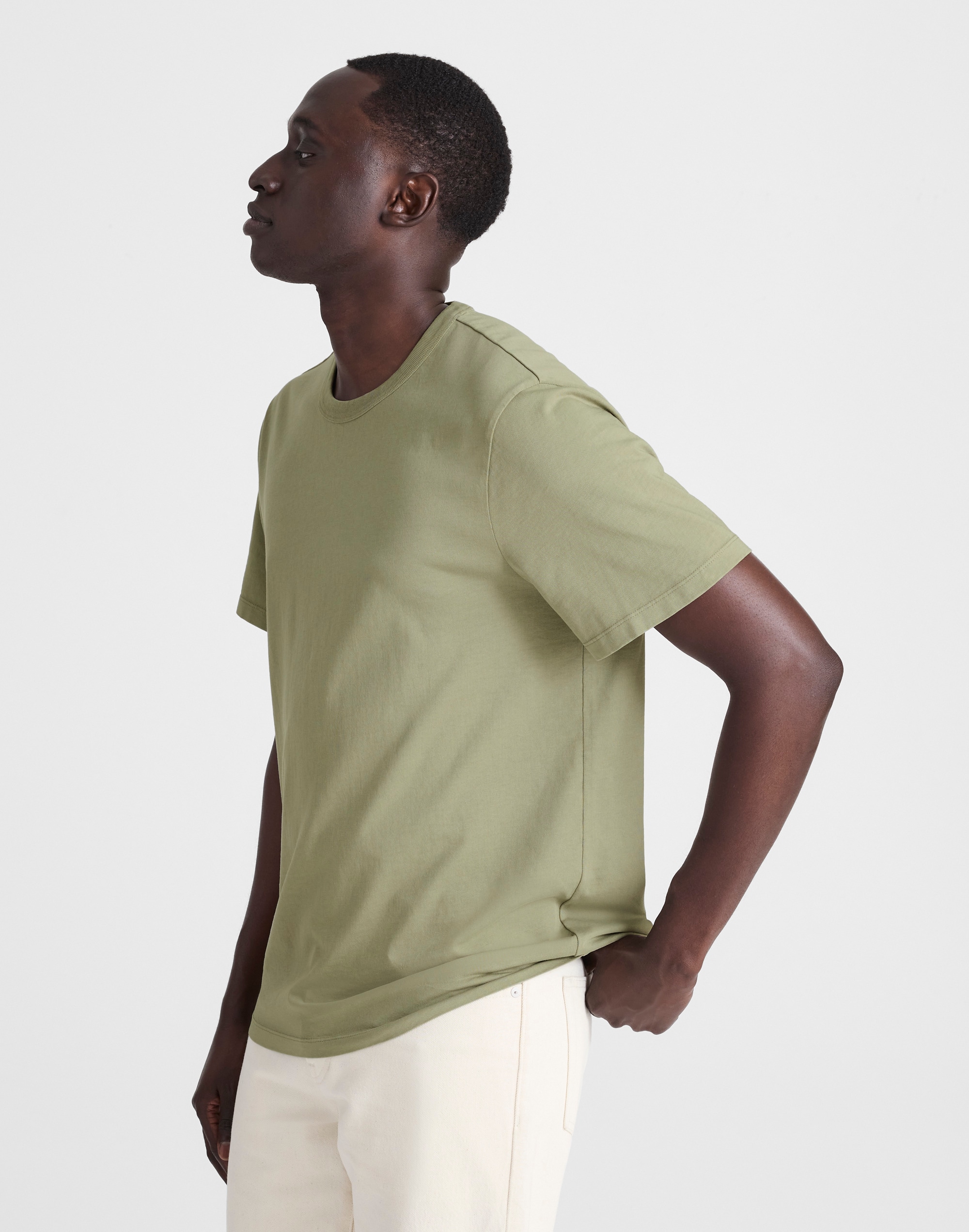 Garment-Dyed Allday Crewneck Tee in weathered sage image 3