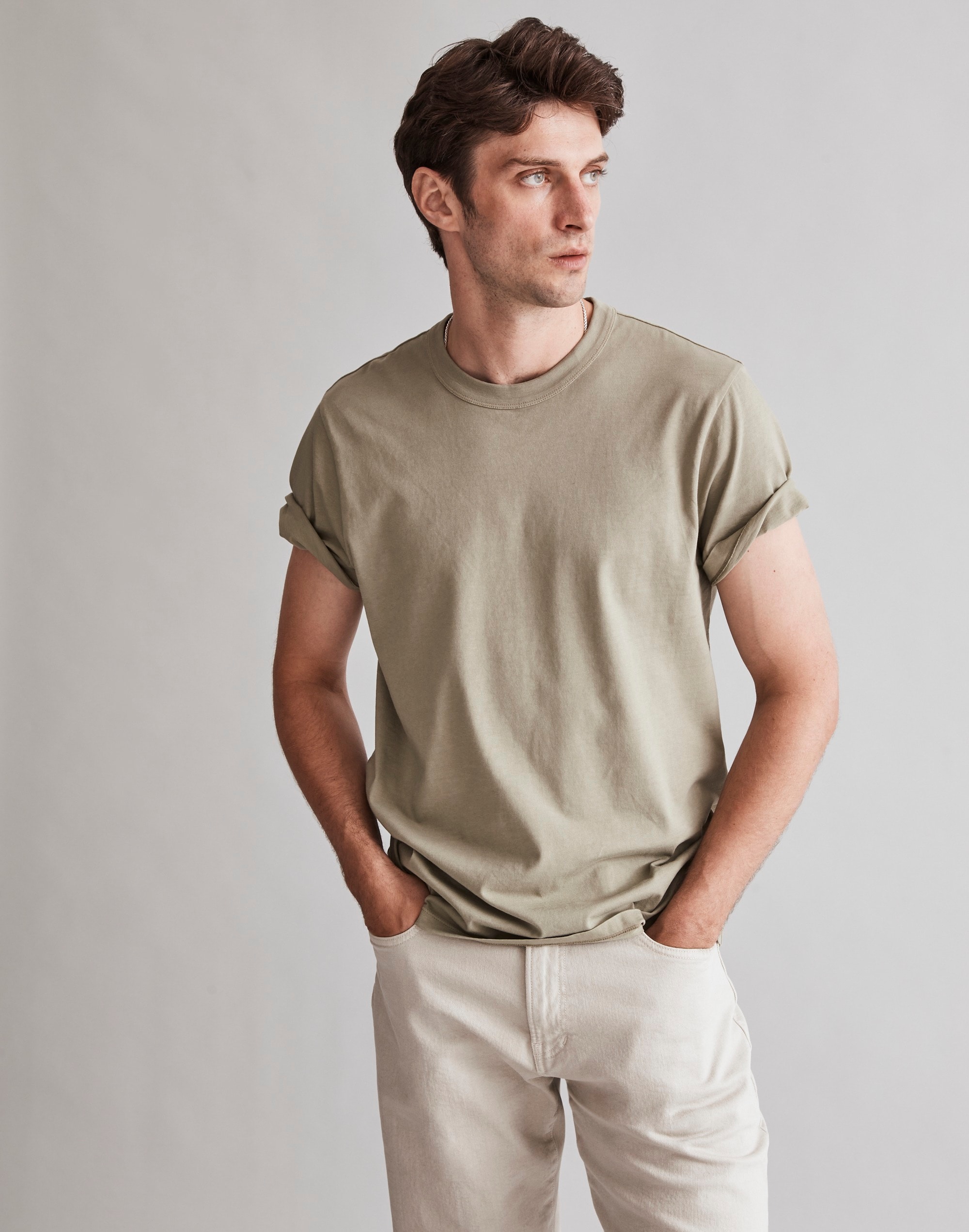 Mw Garment-dyed Allday Crewneck Tee In Weathered Sage