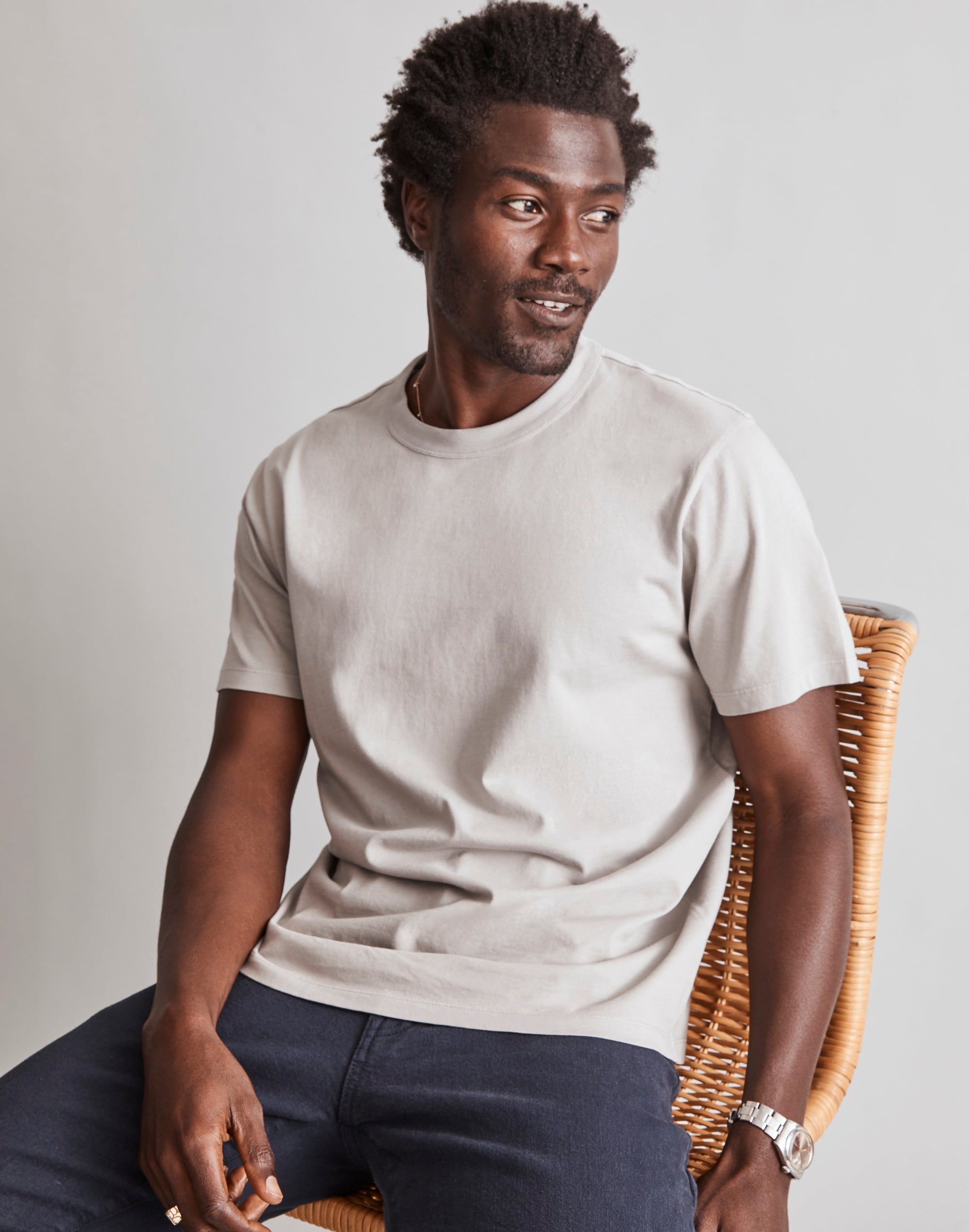 Garment-Dyed Allday Crewneck Tee in steel dawn image 4