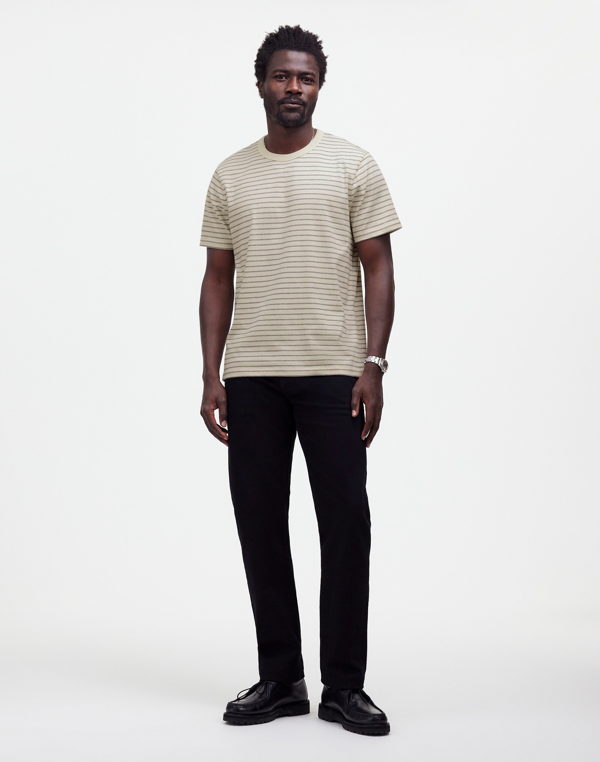 Garment-Dyed Allday Crewneck Tee in true black image 2