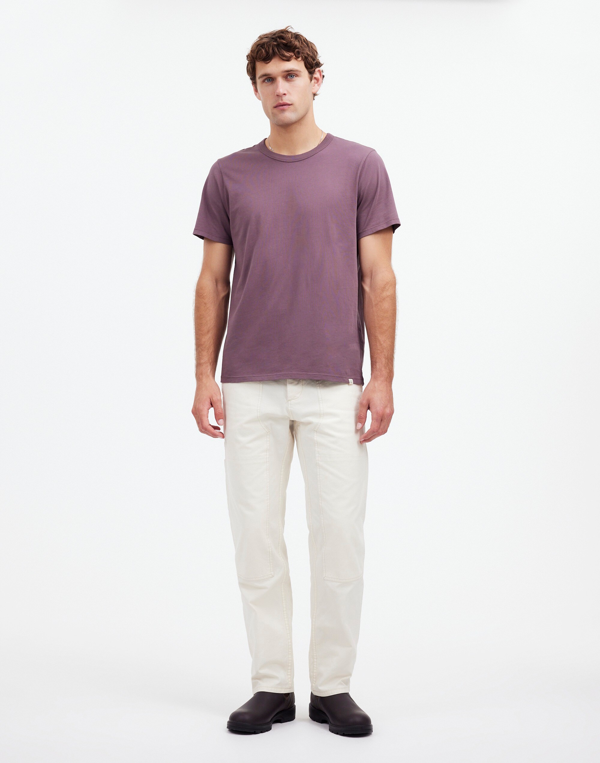 Garment-Dyed Allday Crewneck Tee in chalked fig image 2