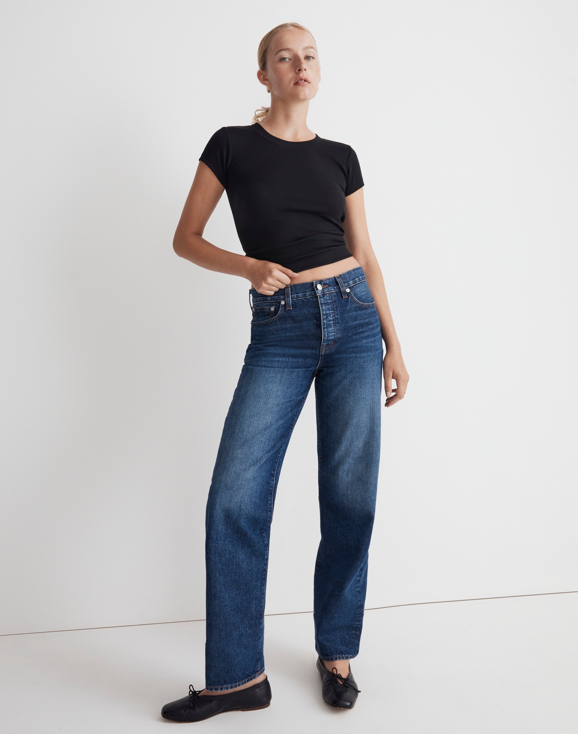 Low-Slung Straight Jeans in Stoughton Wash: Airy Denim Edition