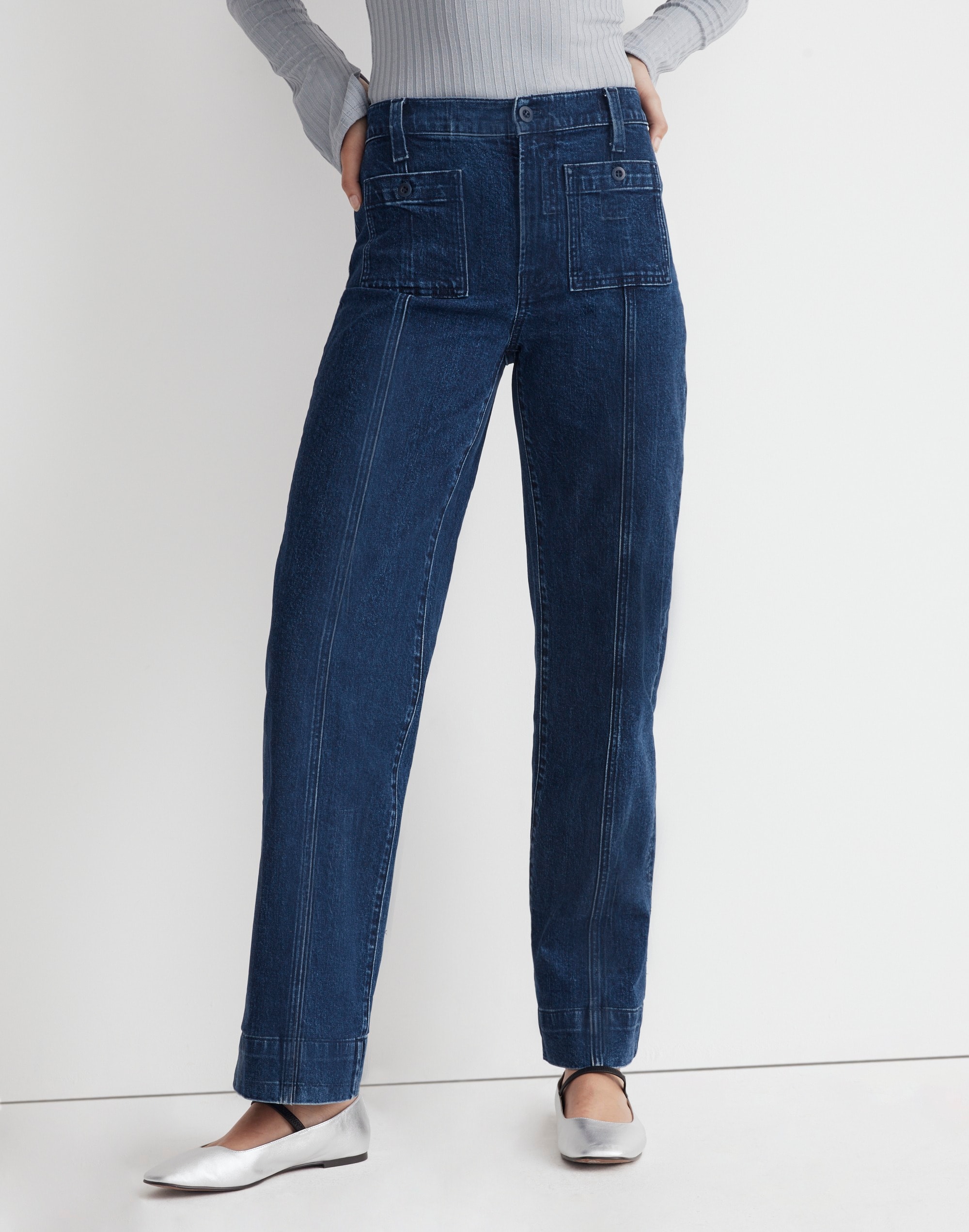 The Perfect Vintage Wide-Leg Jean in Norden Wash: Patch-Pocket Edition