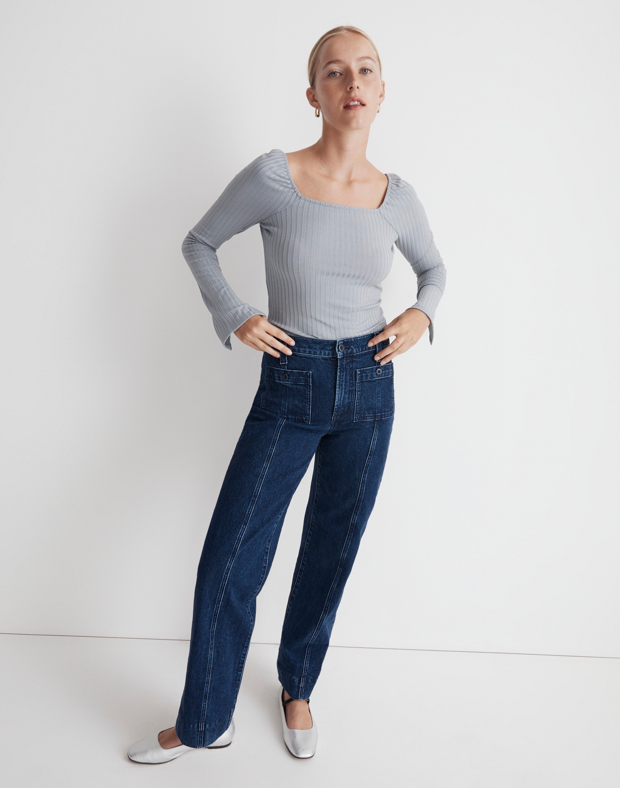 The Perfect Vintage Wide-Leg Jean in Norden Wash: Patch-Pocket Edition