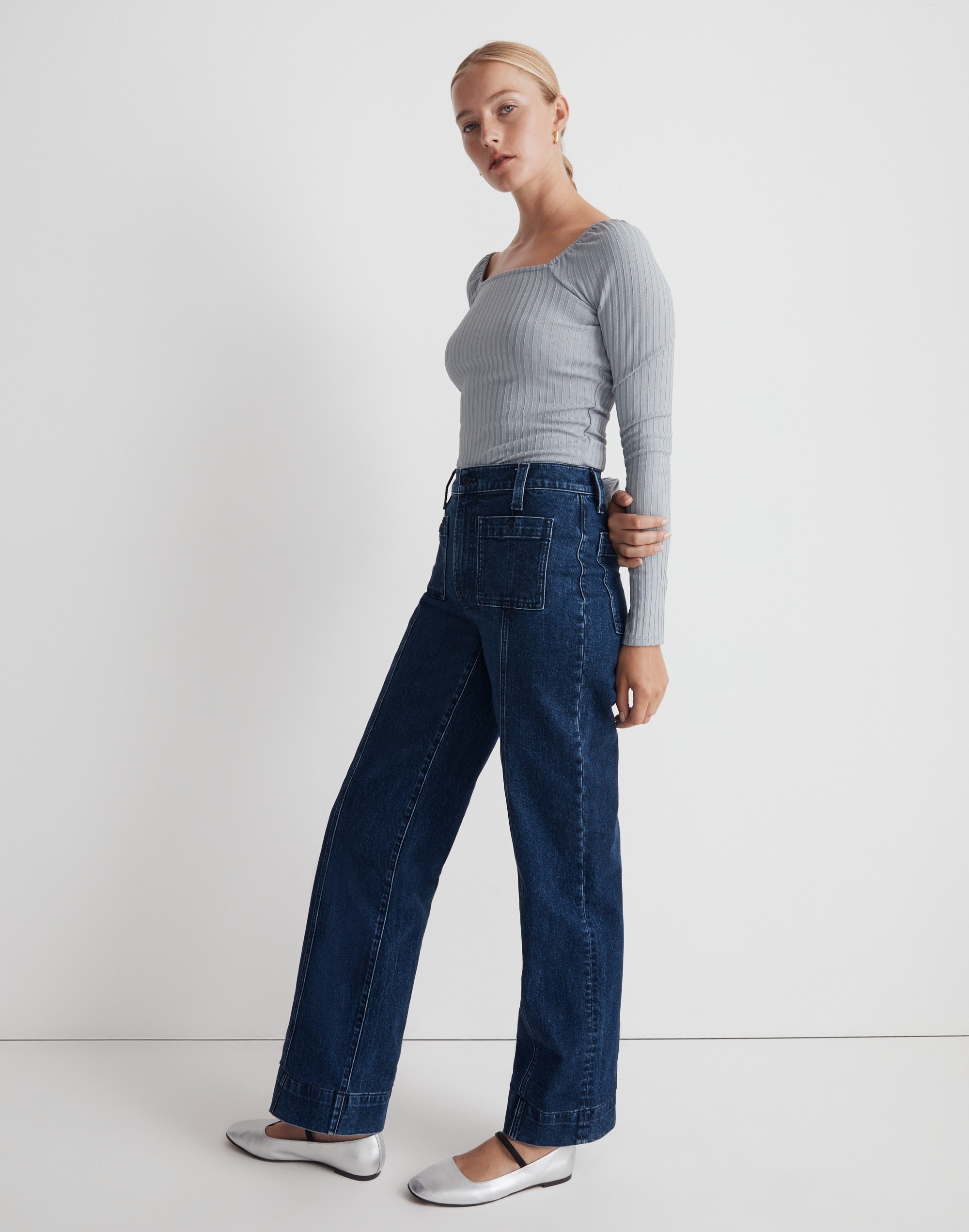 The Perfect Vintage Wide-Leg Jean in Norden Wash: Patch-Pocket Edition