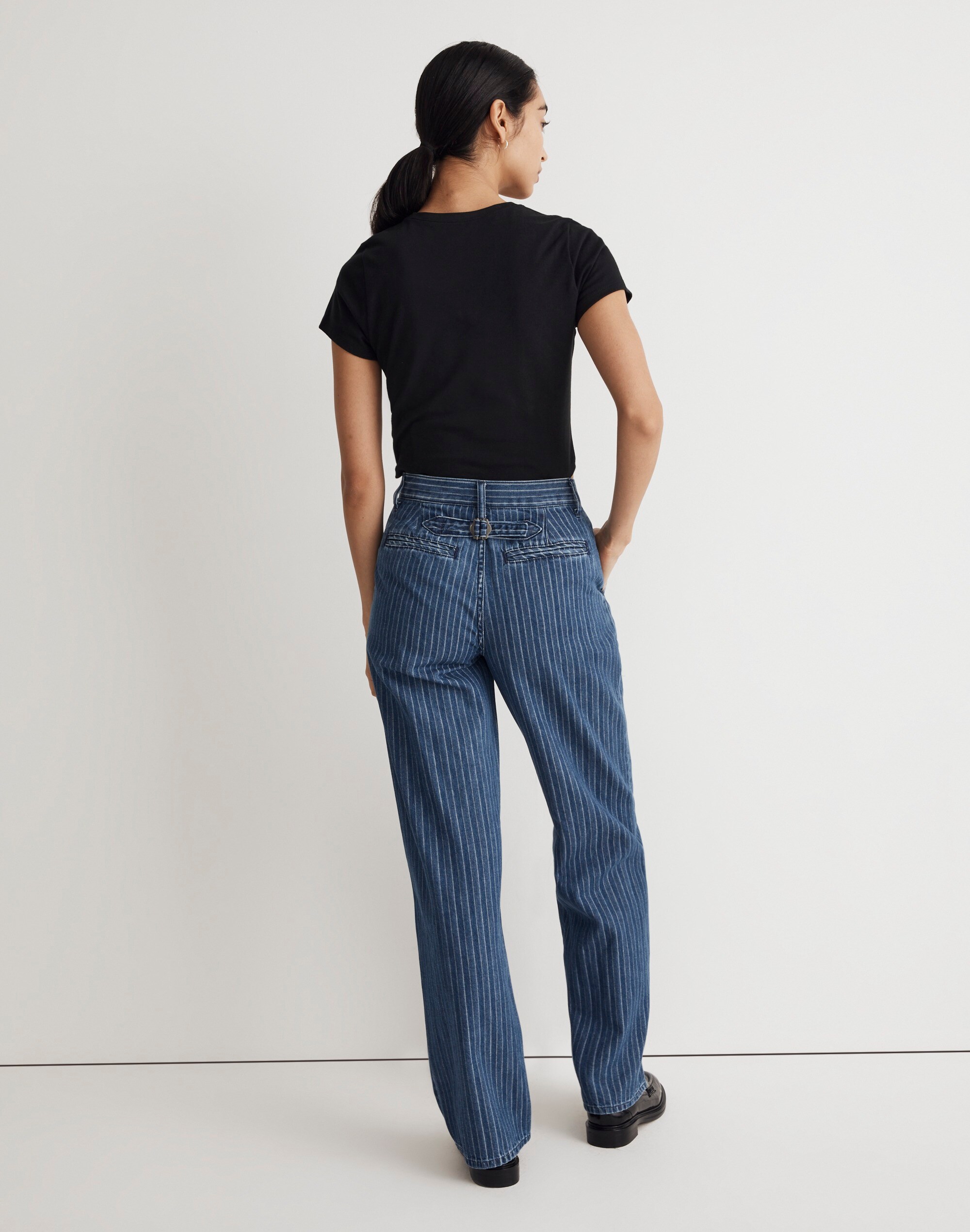 The Perfect Vintage Wide-Leg Trouser Jean in Indigo Stripe
