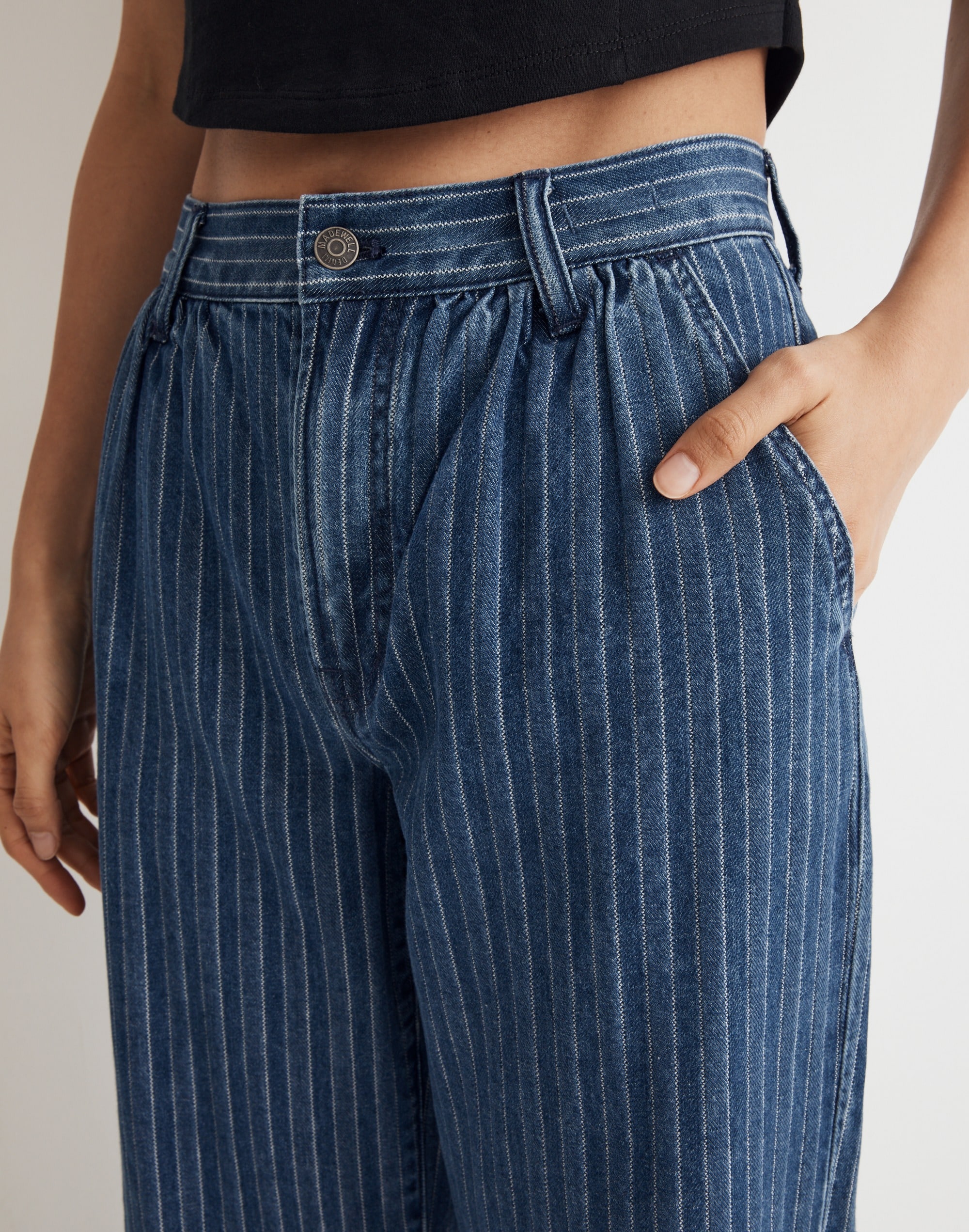 The Perfect Vintage Wide-Leg Trouser Jean in Indigo Stripe
