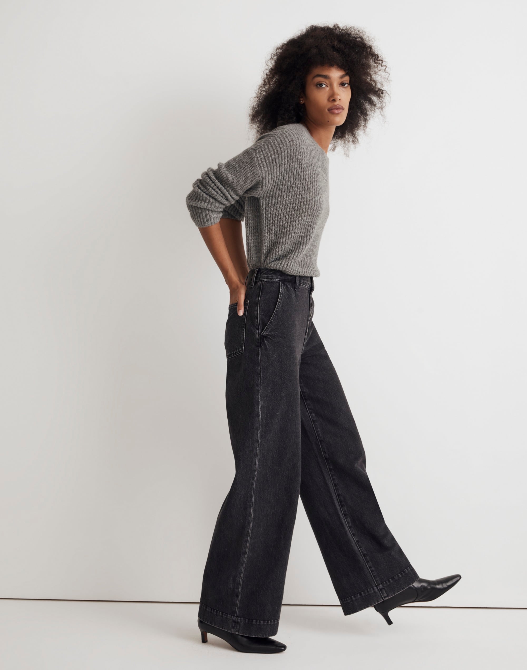 Superwide-Leg Jeans in Selwick Wash: Button-Front Edition