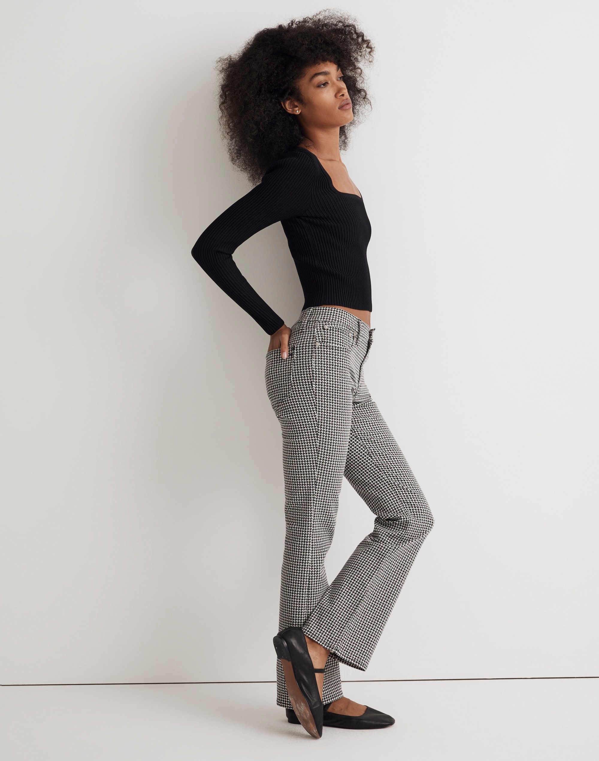 Kick Out Crop Jeans in Houndstooth Check
