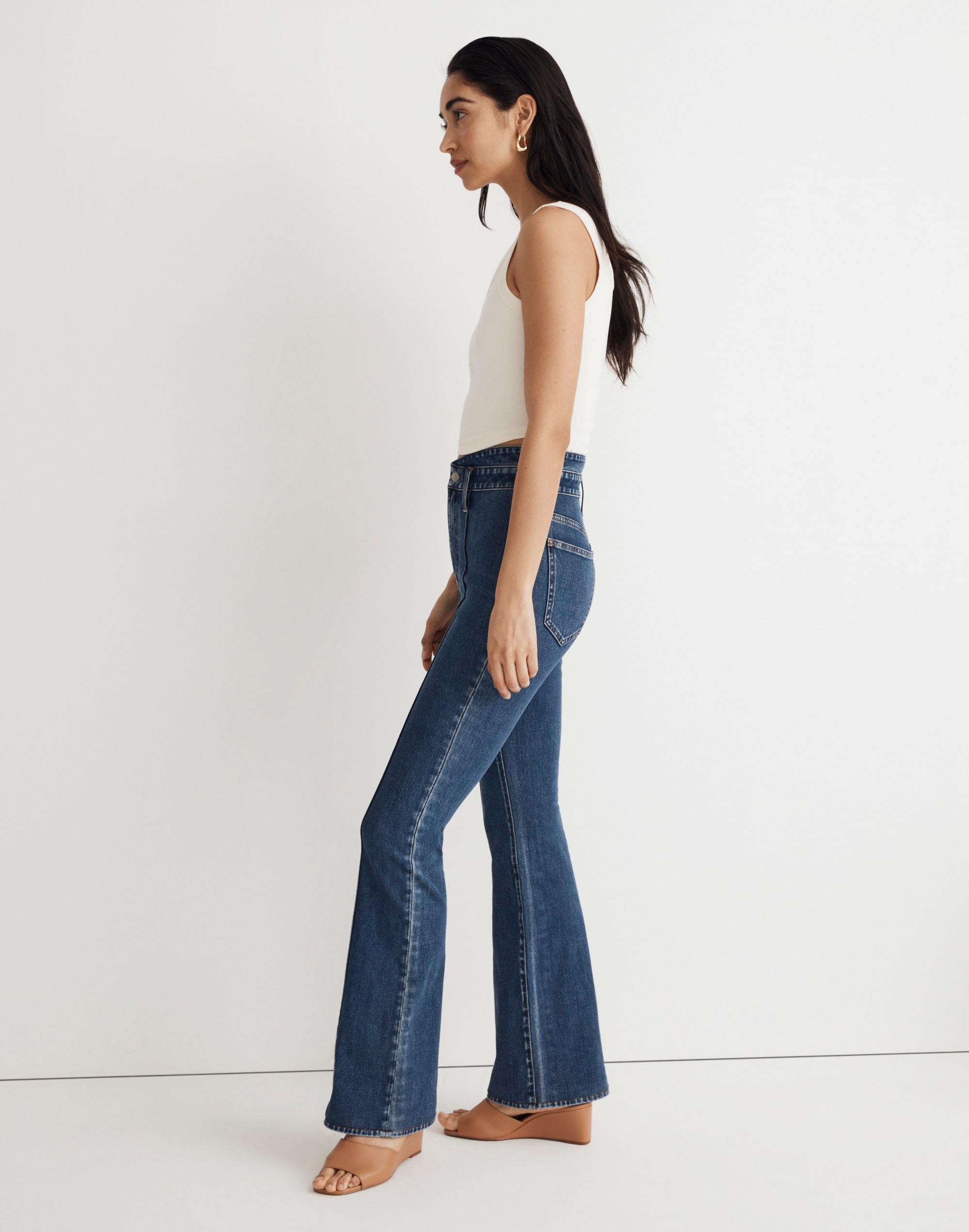 Skinny Flare Jeans in Wainscot Wash: Pintuck Edition