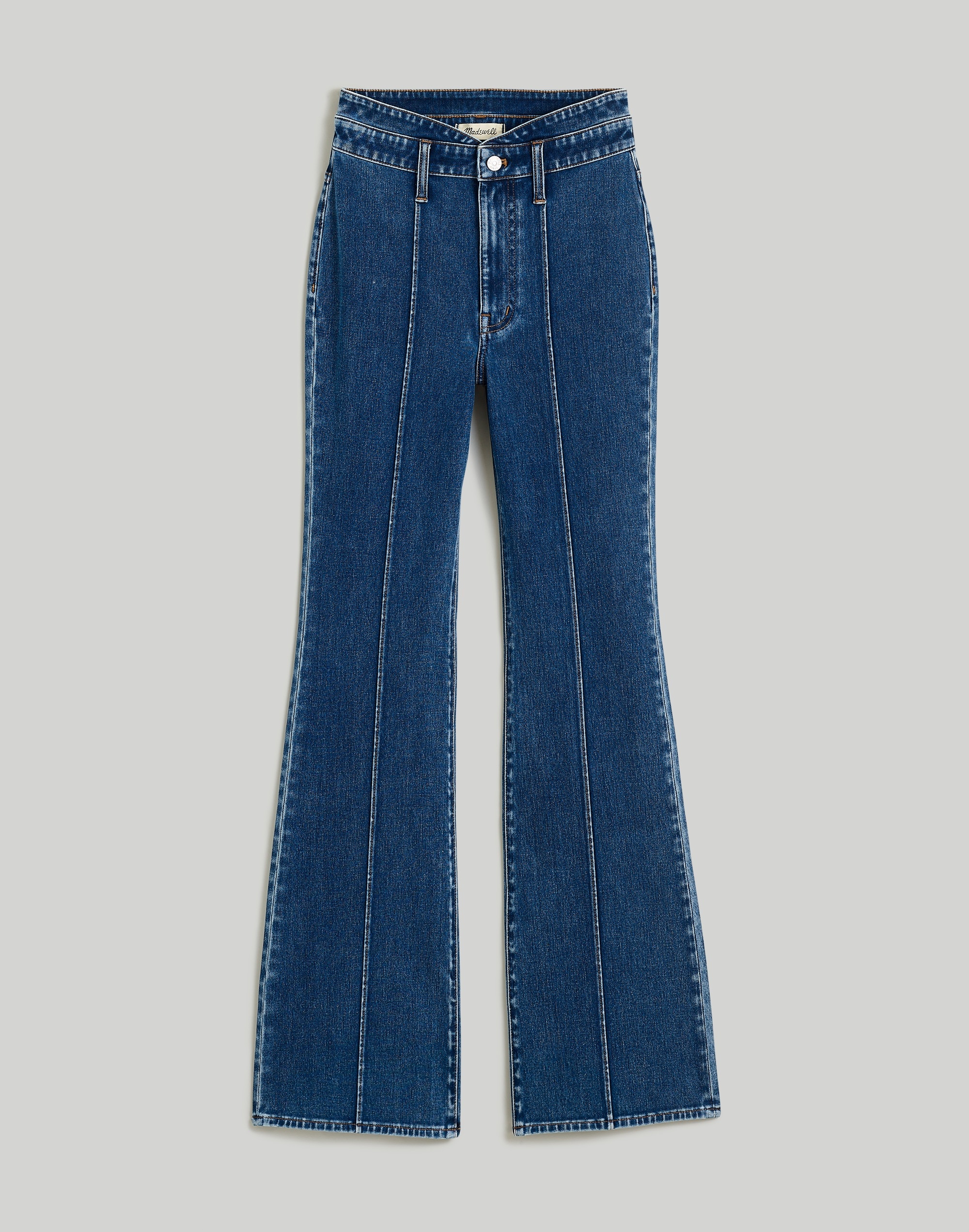 Skinny Flare Jeans in Wainscot Wash: Pintuck Edition