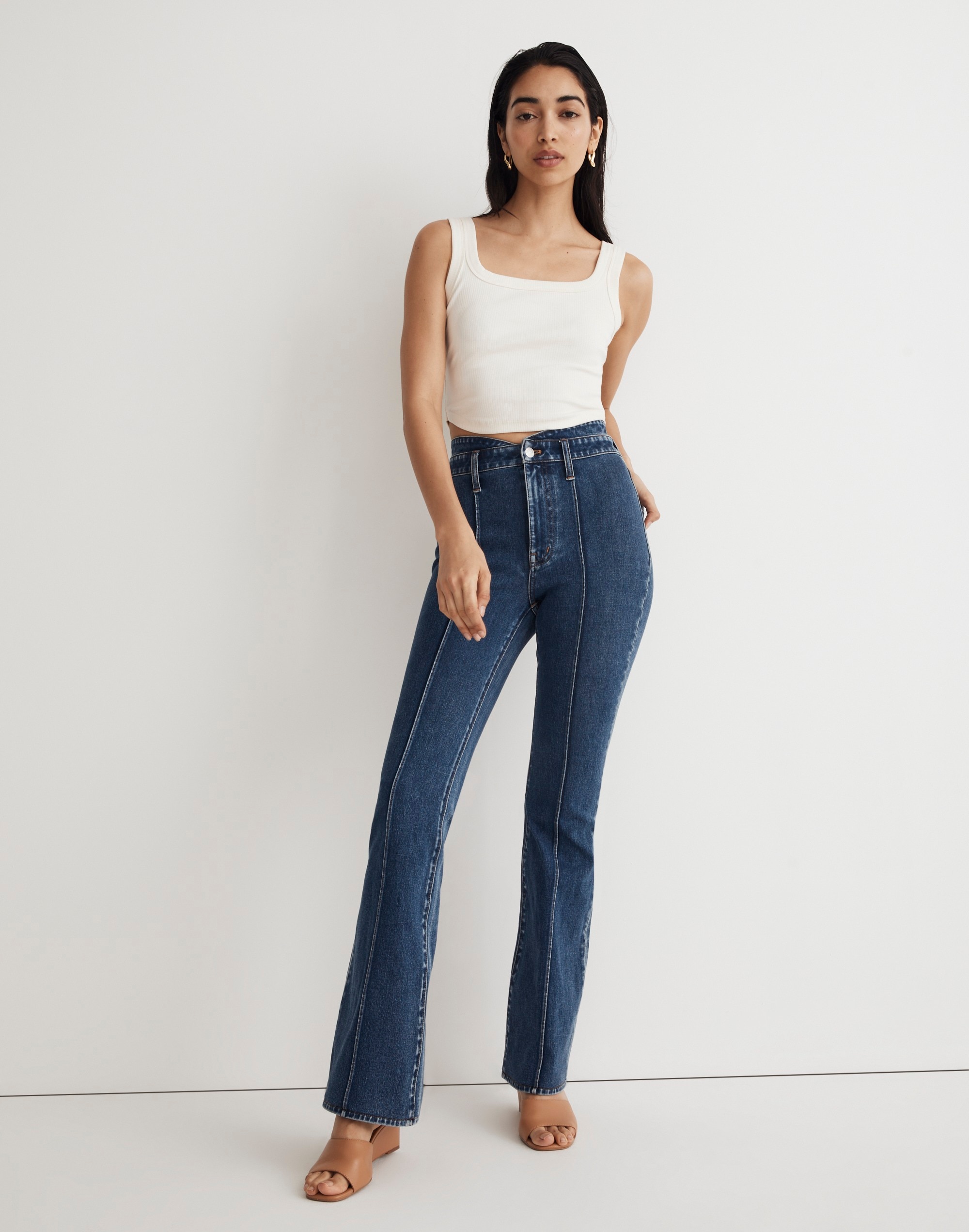 Skinny Flare Jeans in Wainscot Wash: Pintuck Edition