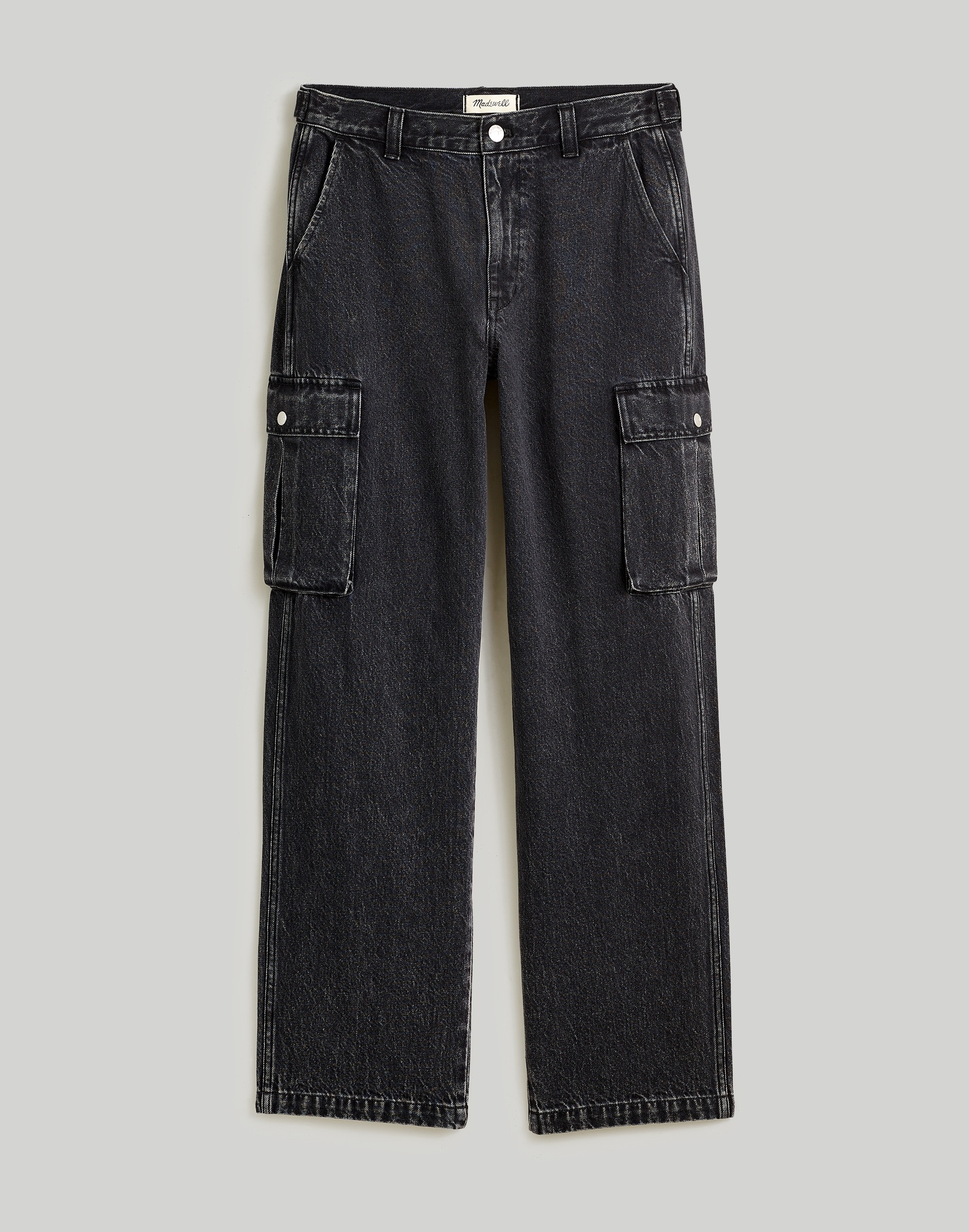 Petite Low-Slung Straight Cargo Jeans in Ranney Wash