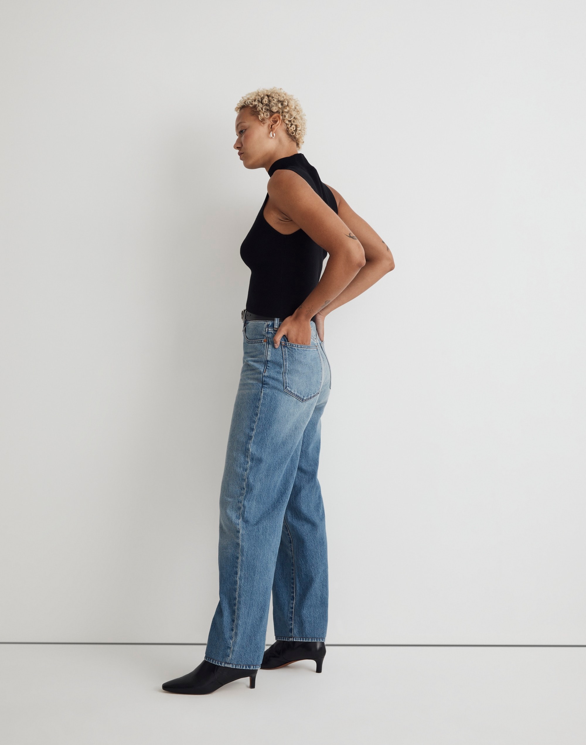Curvy Baggy Straight Jeans in Letica Wash