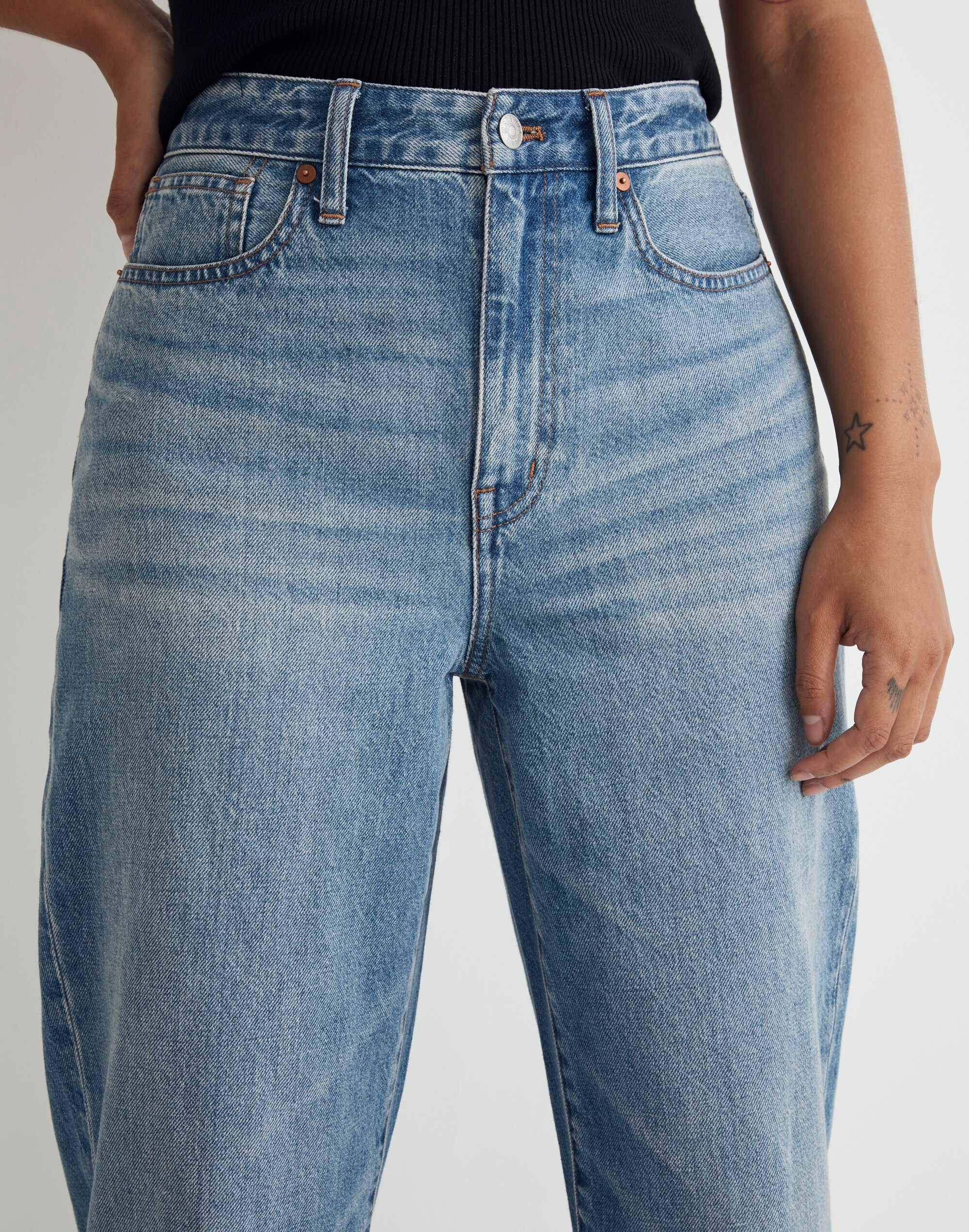 Curvy Baggy Straight Jeans in Letica Wash in letica wash image 5