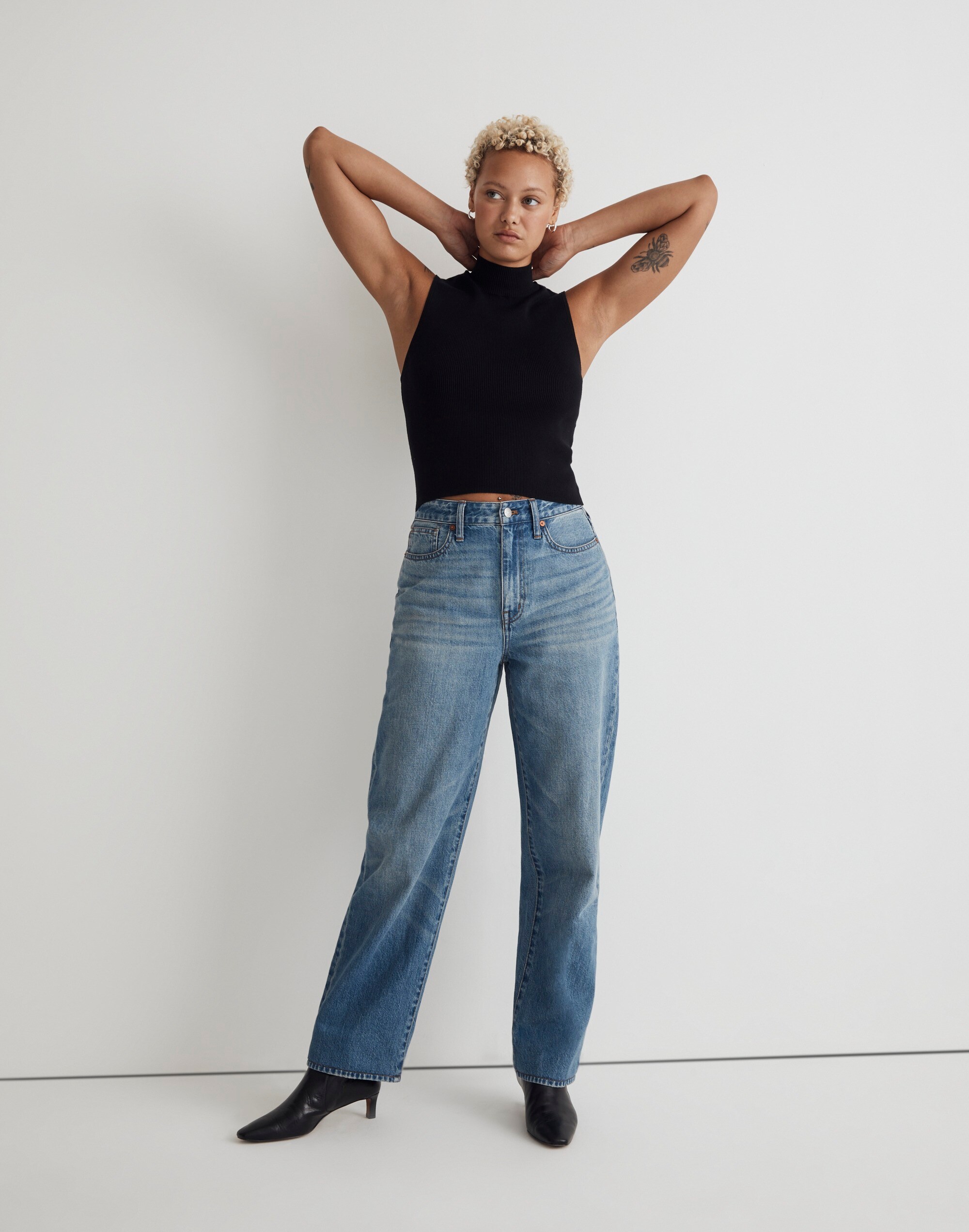 Curvy Baggy Straight Jeans in Letica Wash in letica wash image 1
