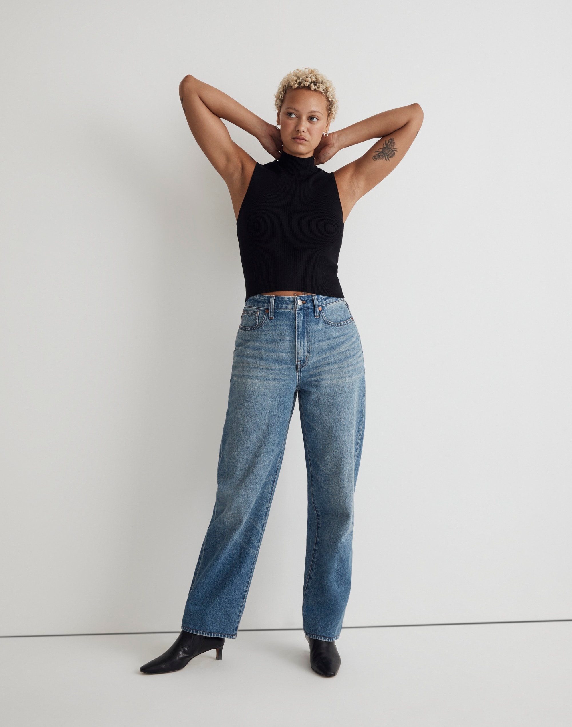 Curvy Baggy Straight Jeans in Letica Wash