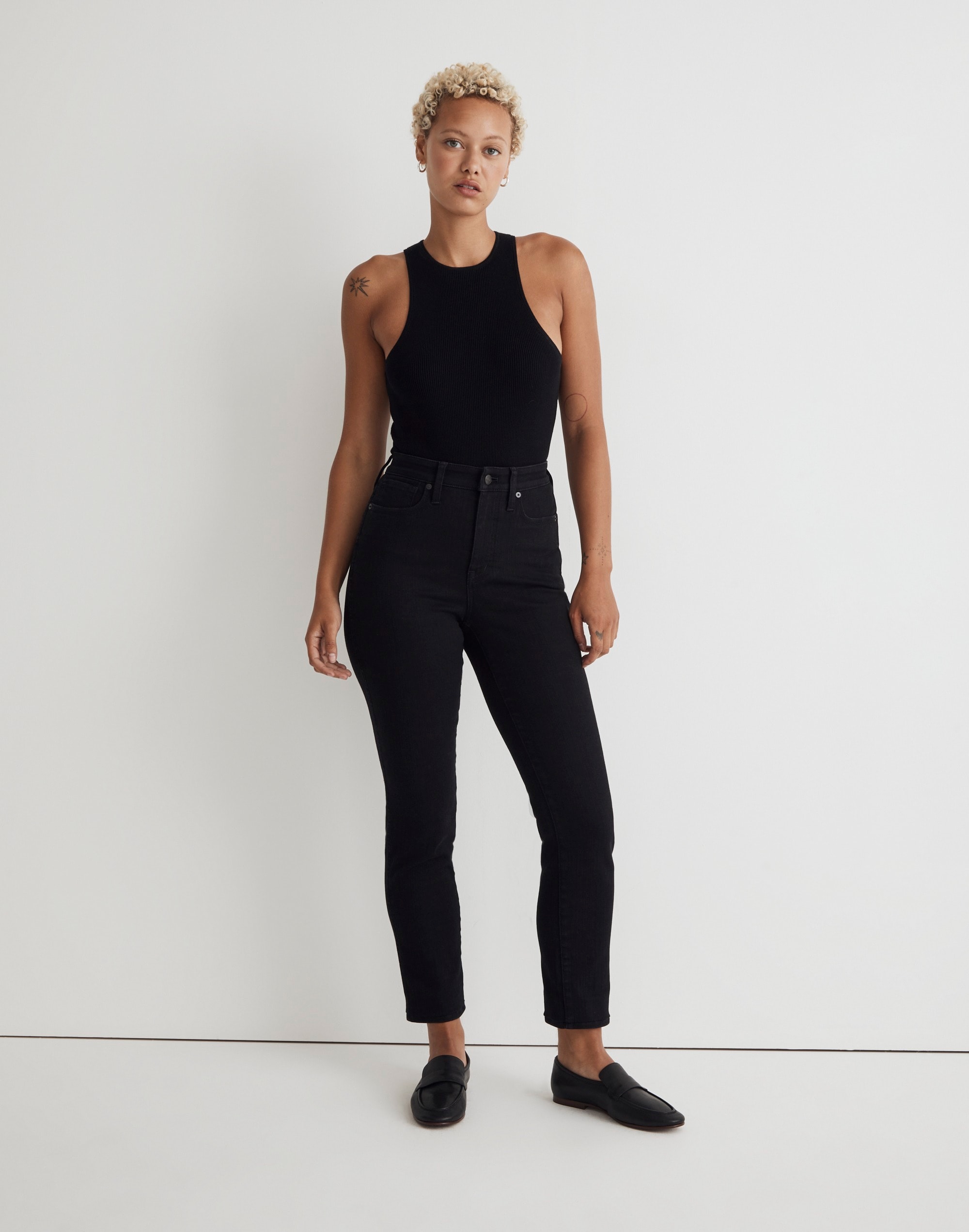Curvy Stovepipe Jeans Black Rinse Wash