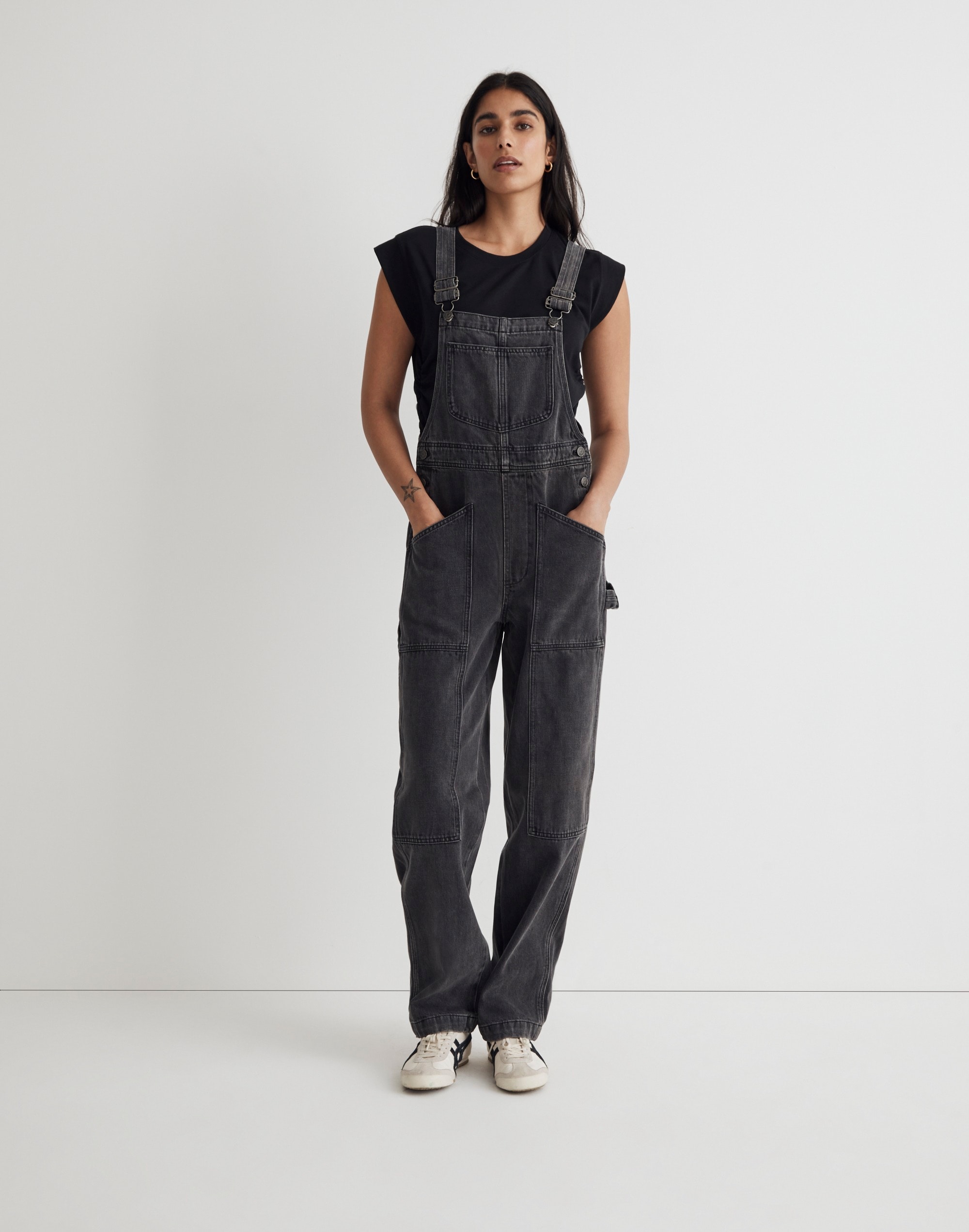 Denim Oversized Carpenter Overalls in Hartwell Wash