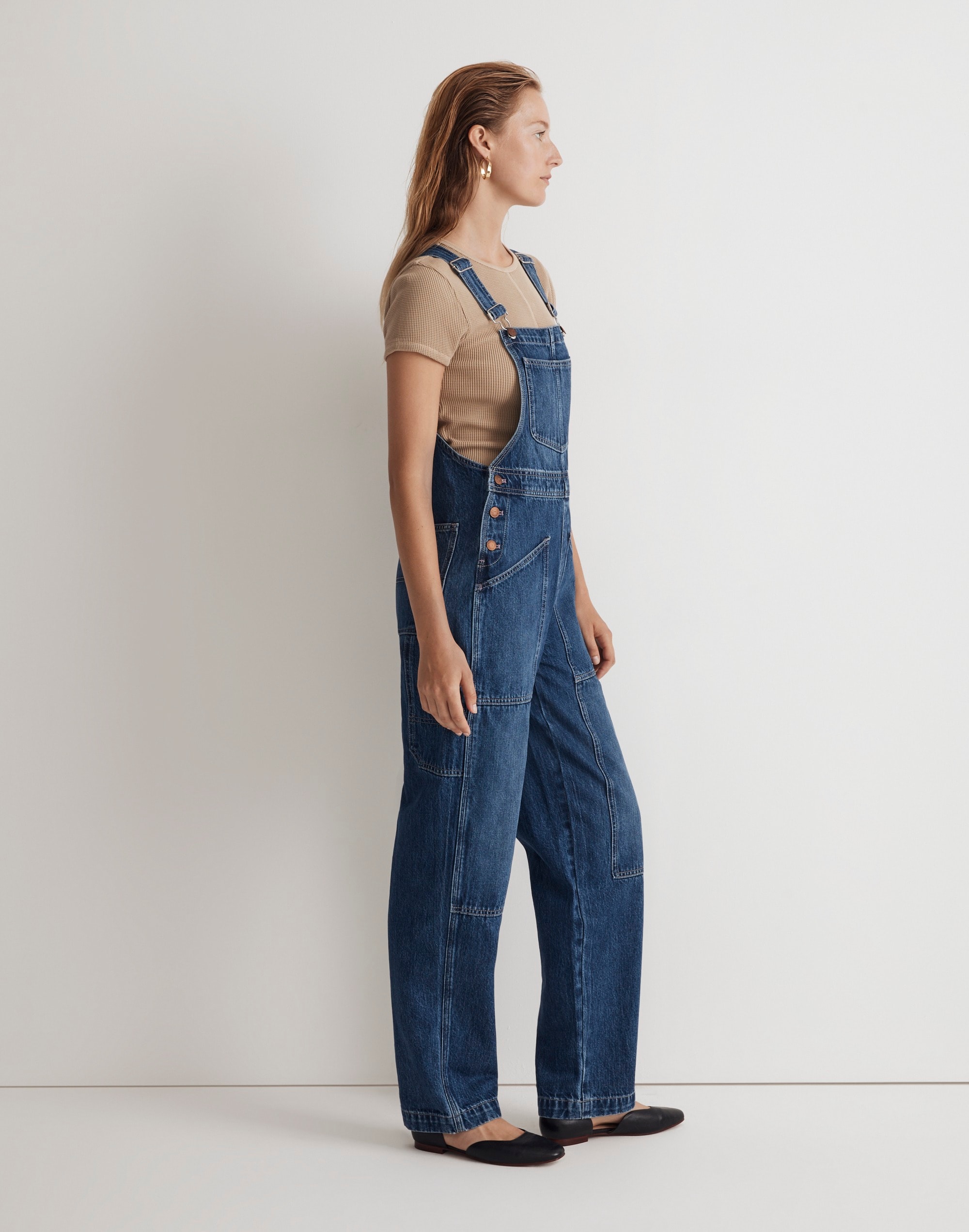 Denim Oversized Carpenter Overalls in Copley Wash