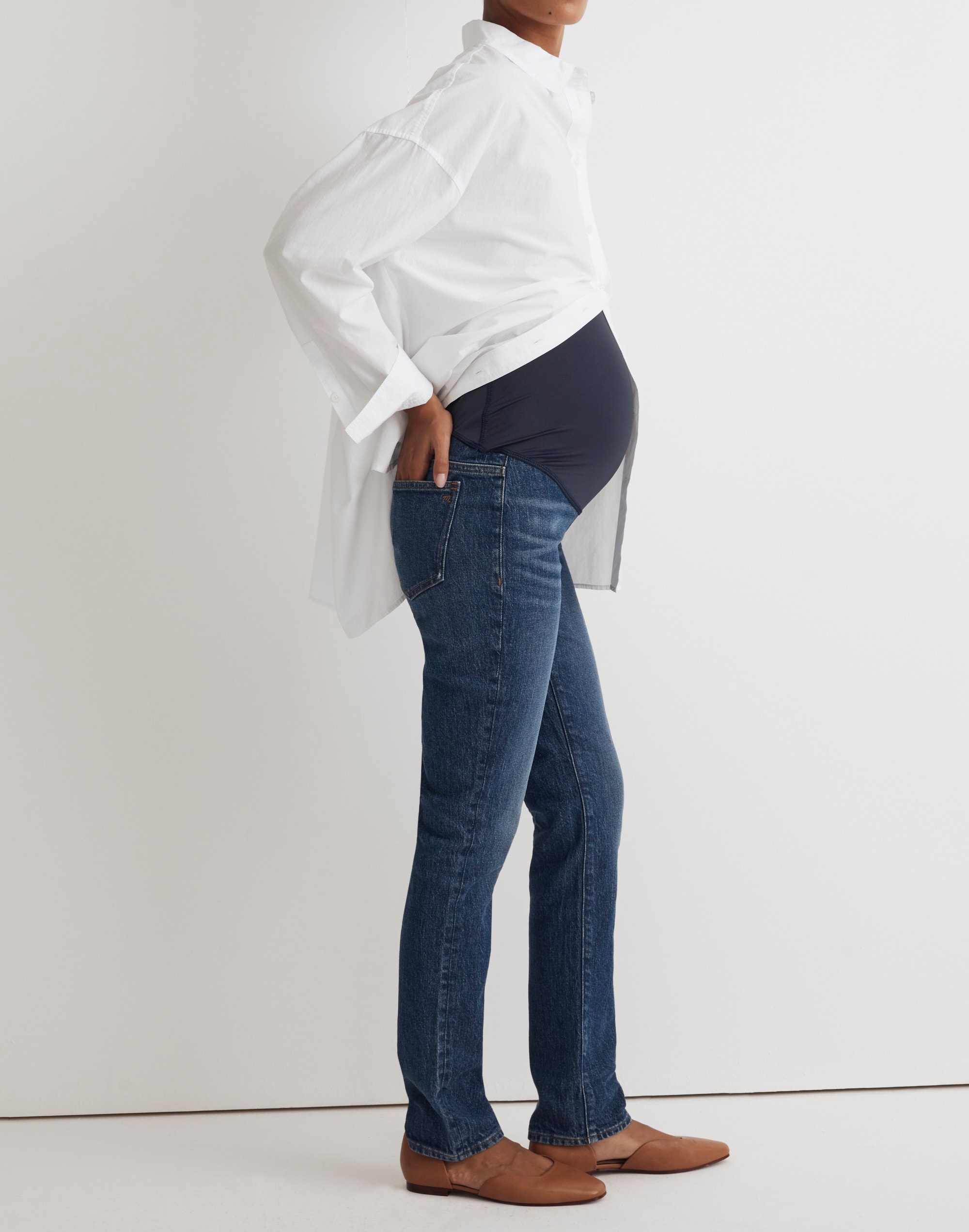 The Maternity Over-the-Belly Perfect Vintage Jean in Decatur Wash