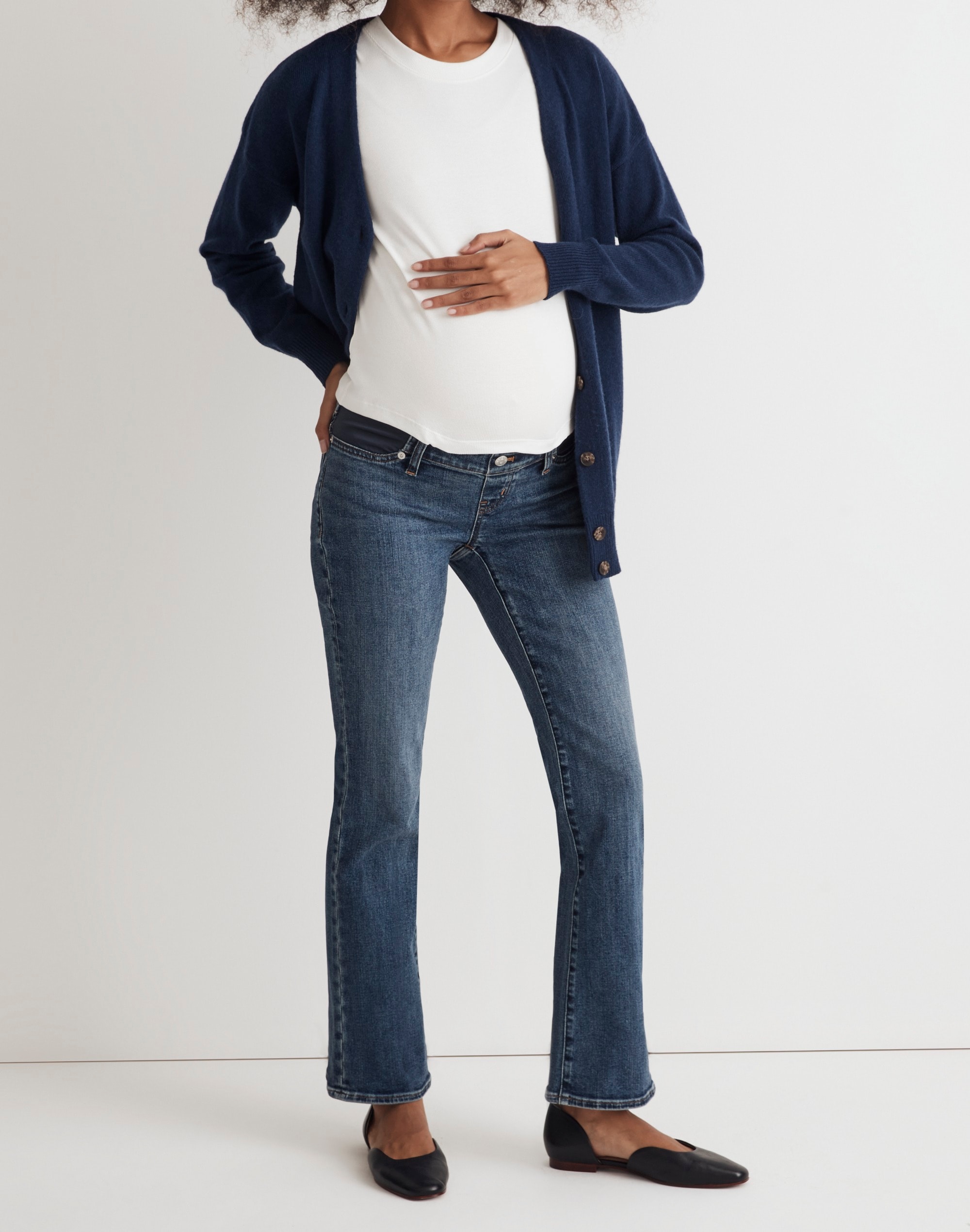 the maternity side-panel kick out crop jeans in arlen wash