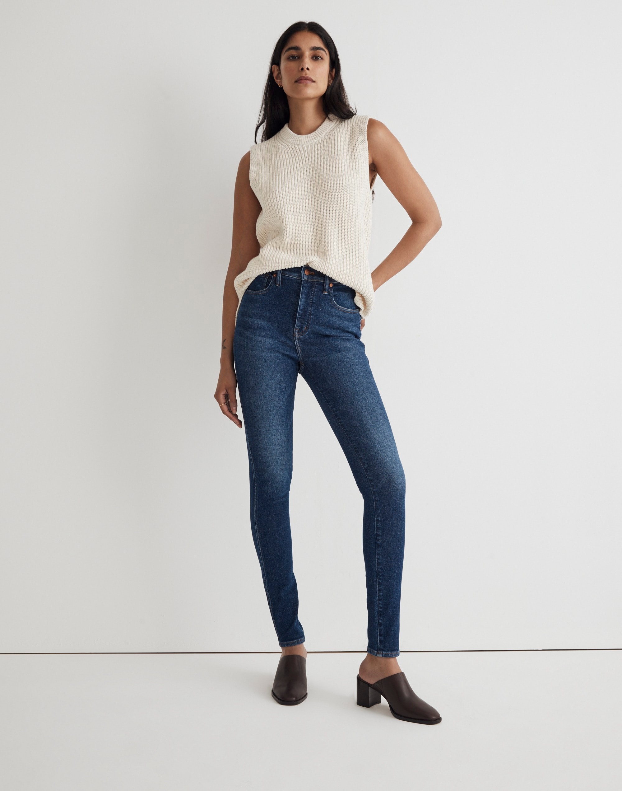 tall 10" high-rise skinny jeans in smithley wash