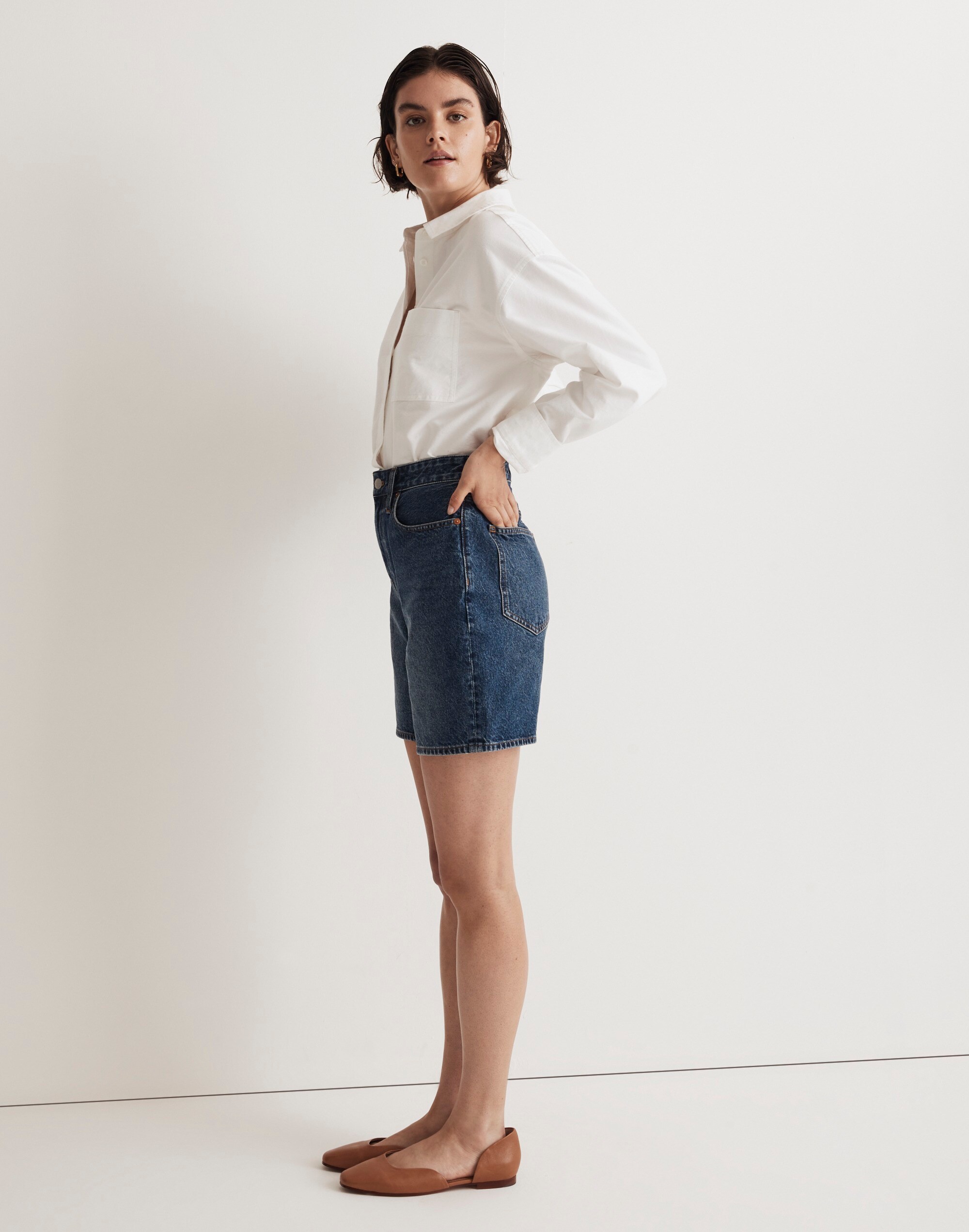 Baggy Jean Shorts in Valmont Wash