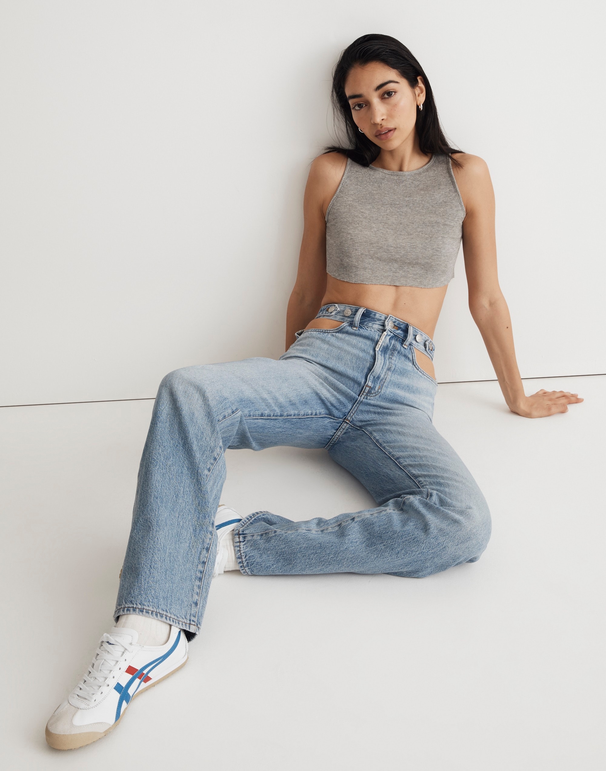 madewell x molly dickson cutout baggy straight jeans