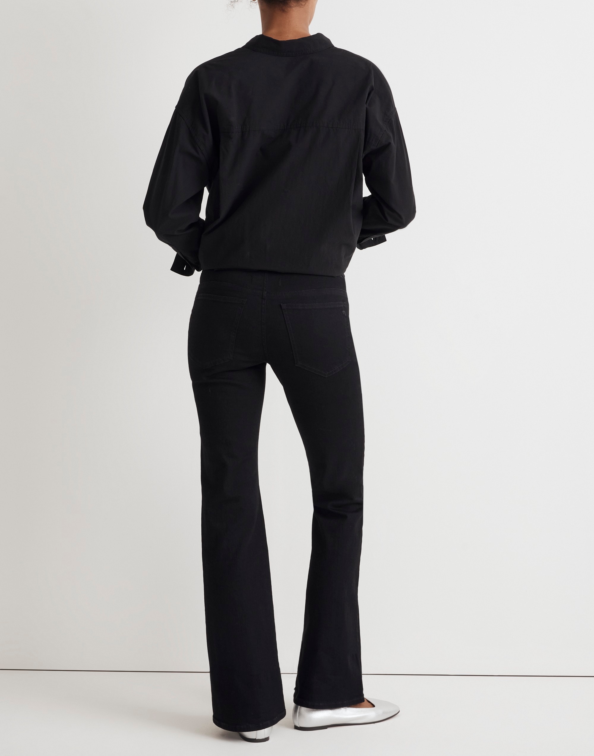 Maternity Over-The-Belly Skinny Flare Jeans in Black Frost Wash