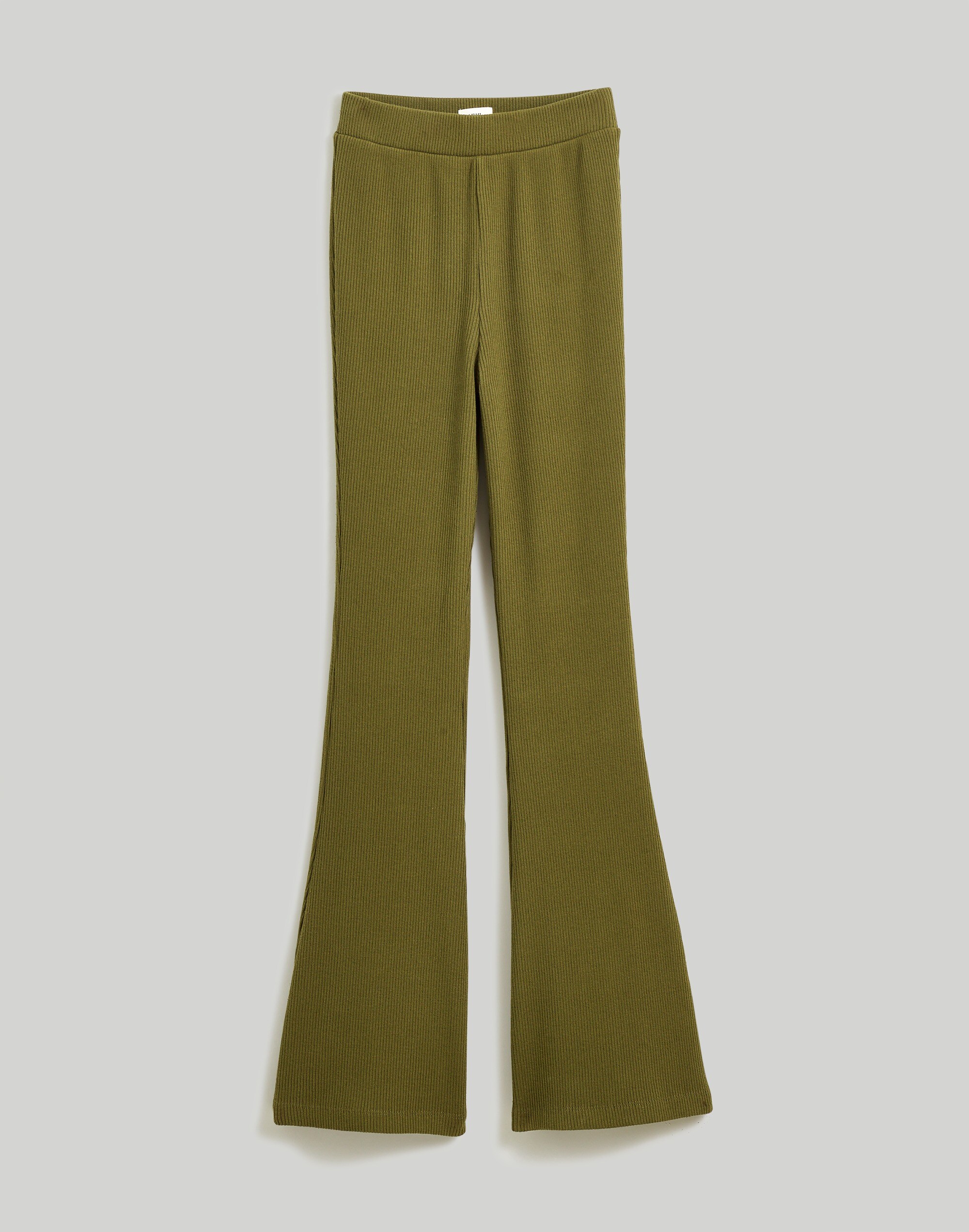 Ribbed Pull-On Flare Pants