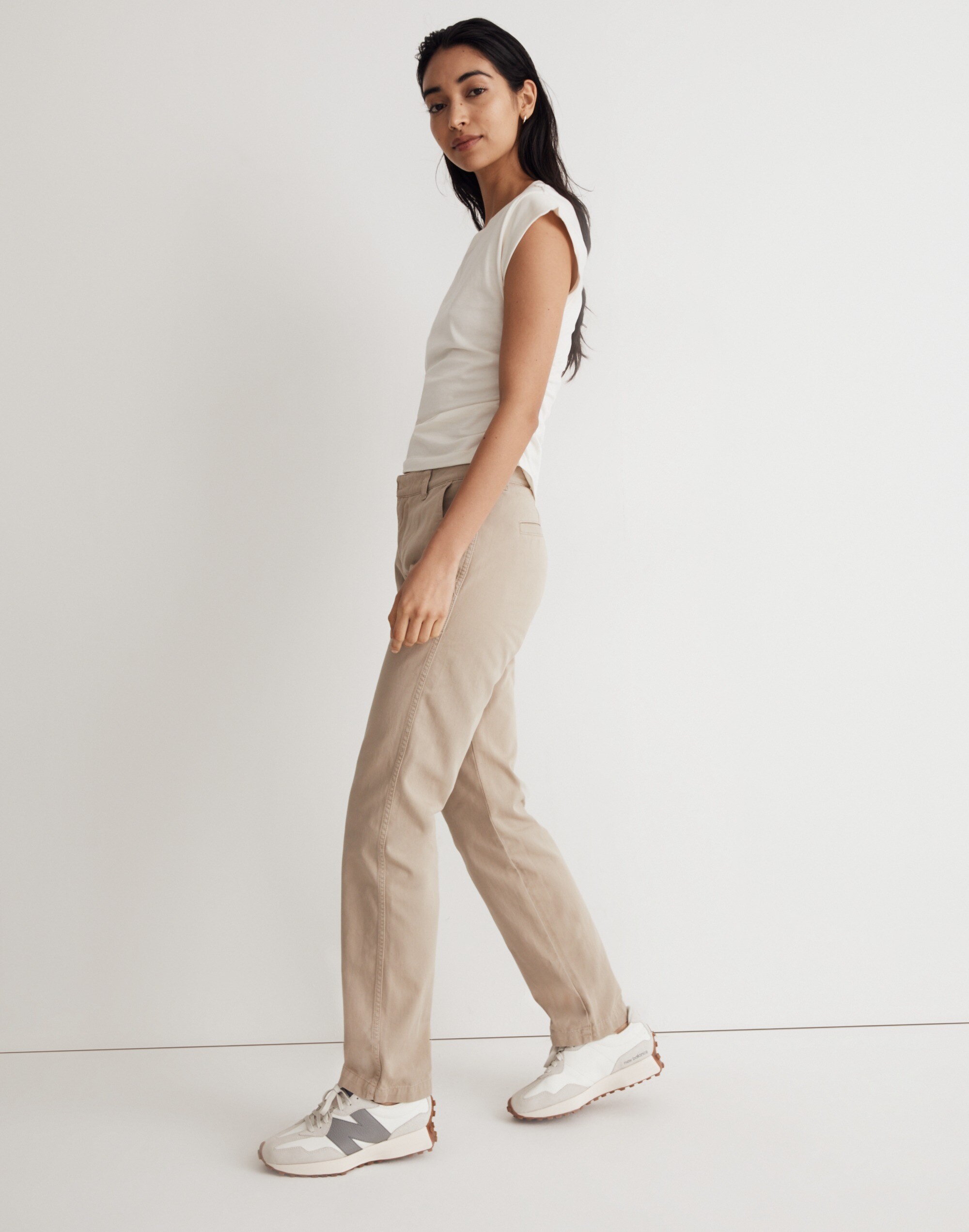 Garment-Dyed Low-Slung Straight Chino Pants