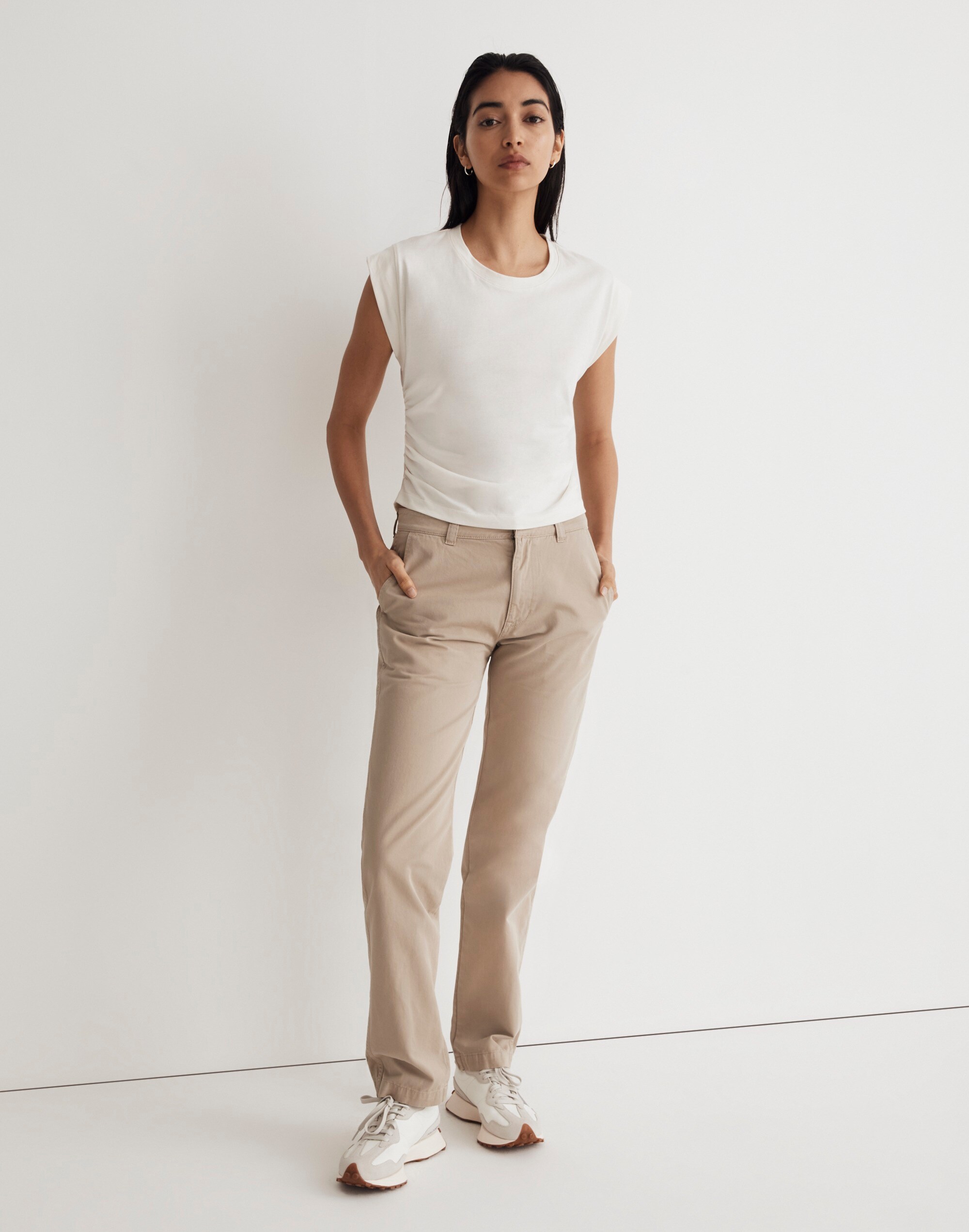 Garment-Dyed Low-Slung Straight Chino Pants