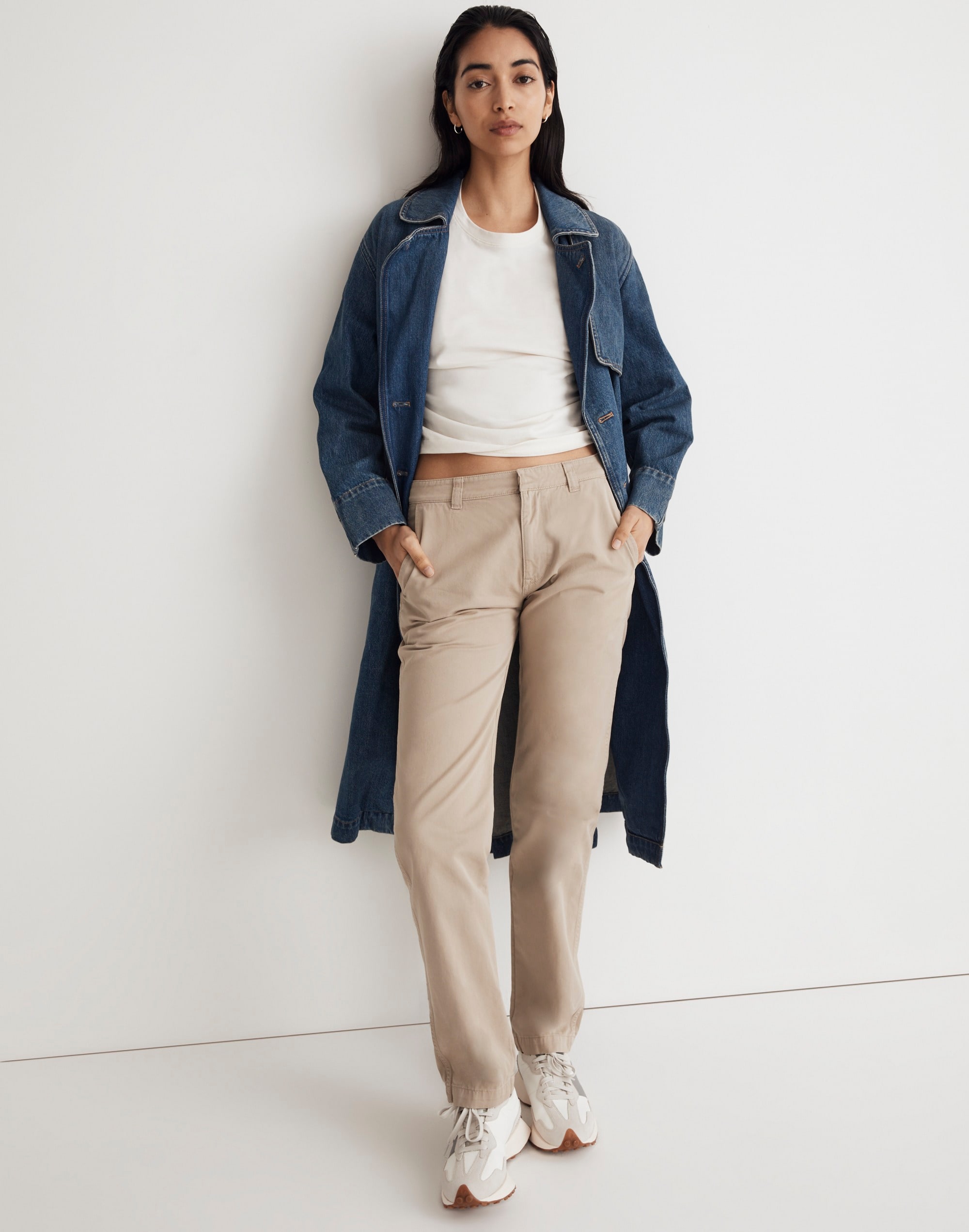 Garment-Dyed Low-Slung Straight Chino Pants