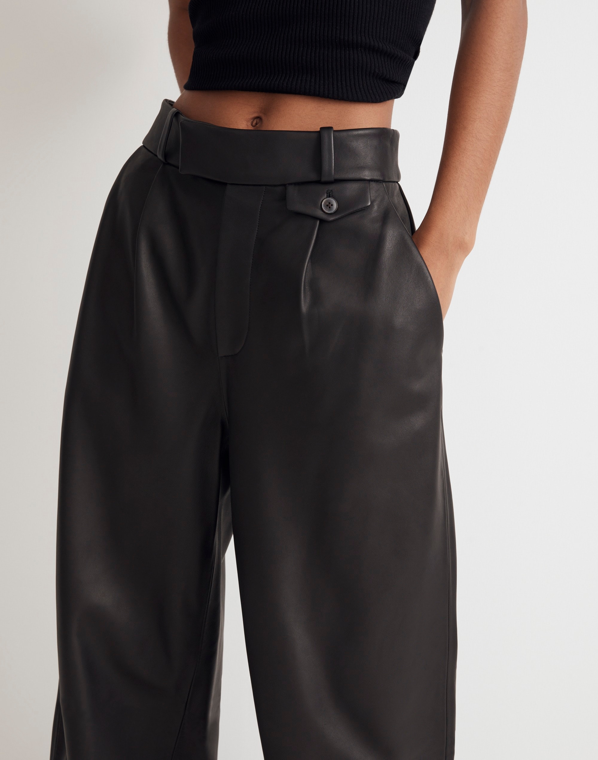 The Rosedale High-Rise Straight Pant in Leather