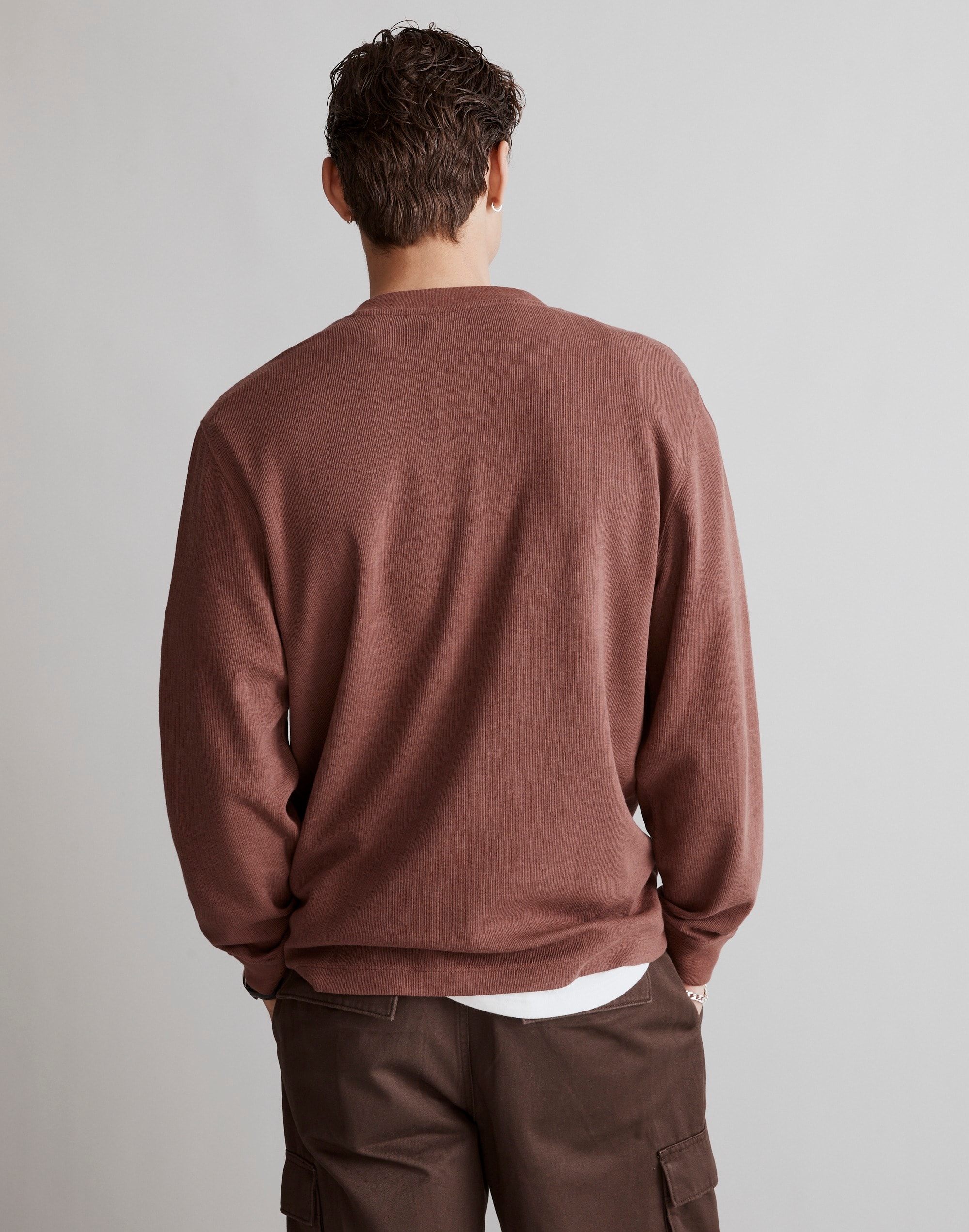 Textured Long-Sleeve Henley Tee