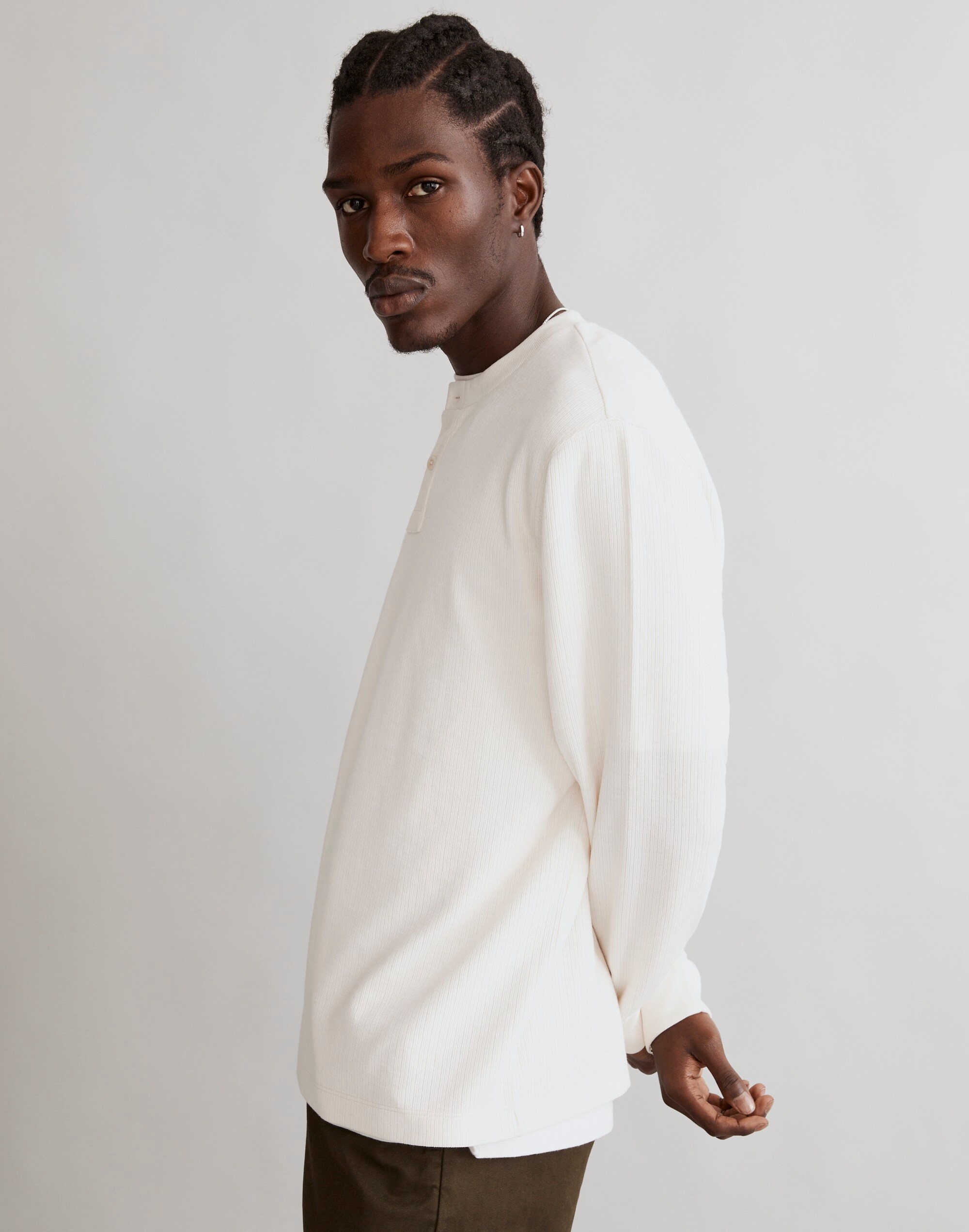 Textured Long-Sleeve Henley Tee