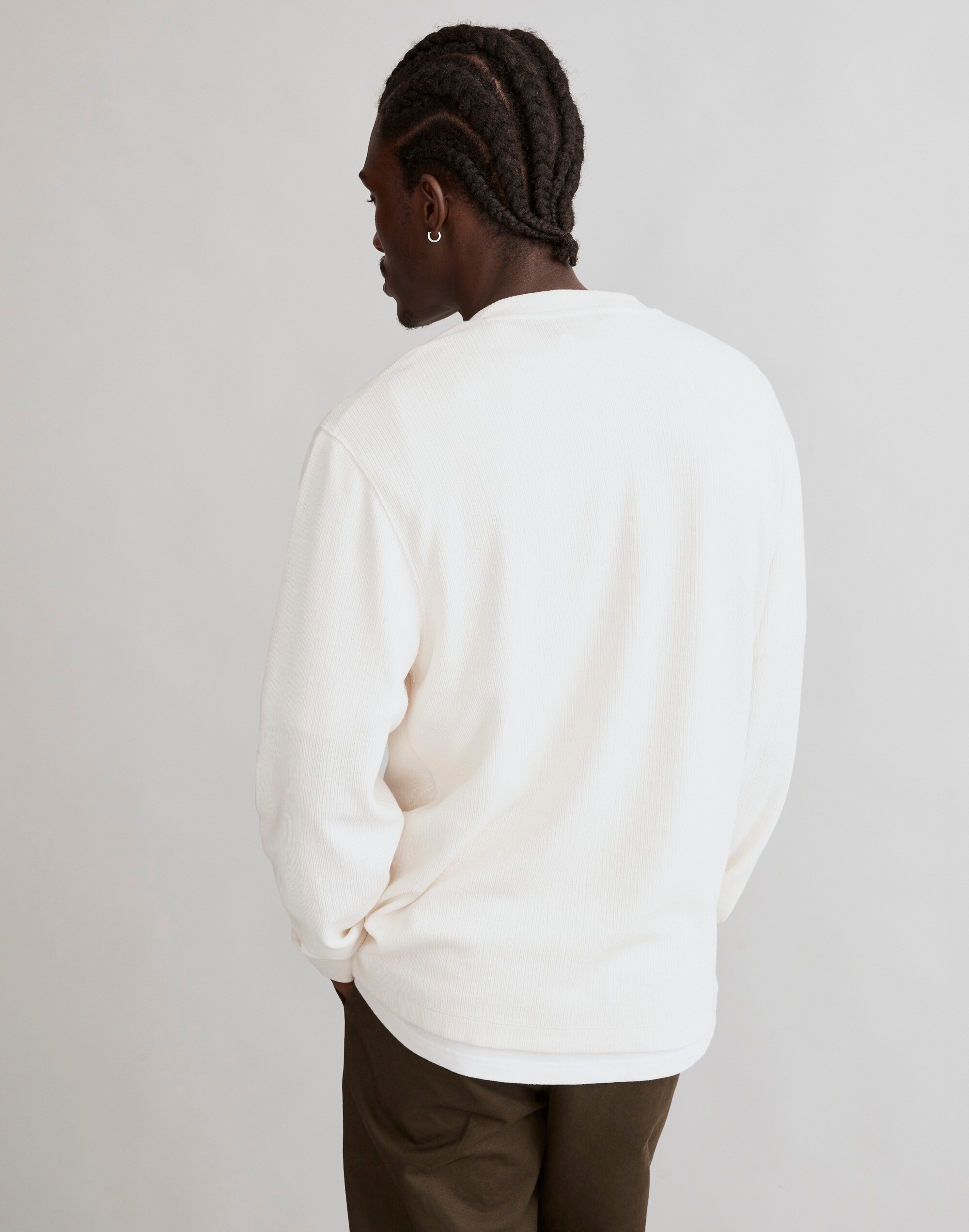 Textured Long-Sleeve Henley Tee