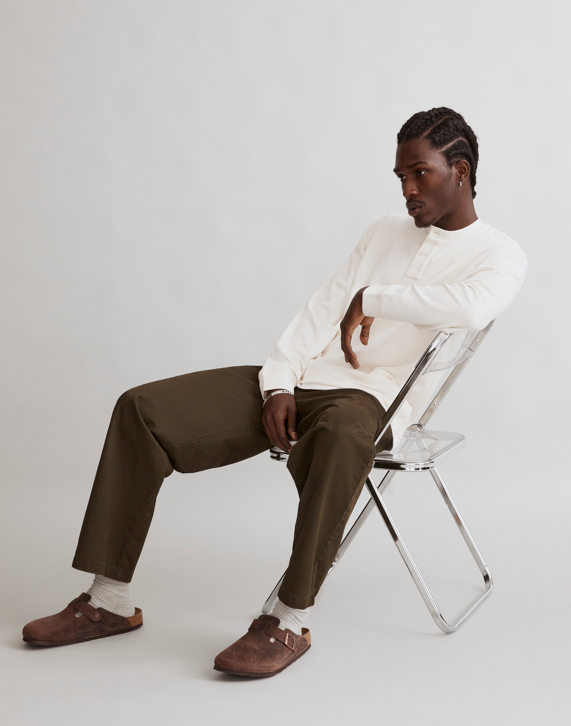 Textured Long-Sleeve Henley Tee