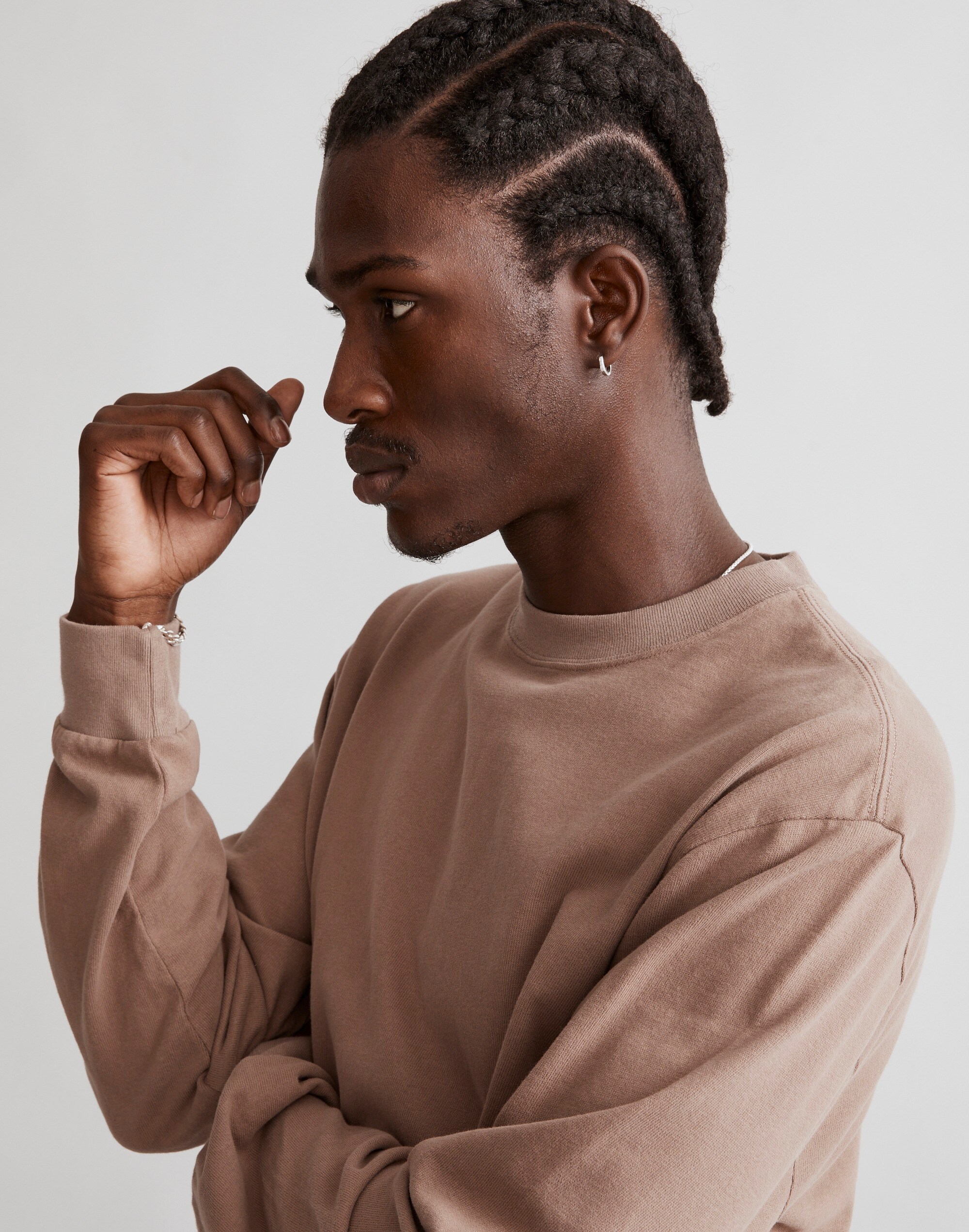 Brushed Long-Sleeve Boxy Tee in wet pebble image 4