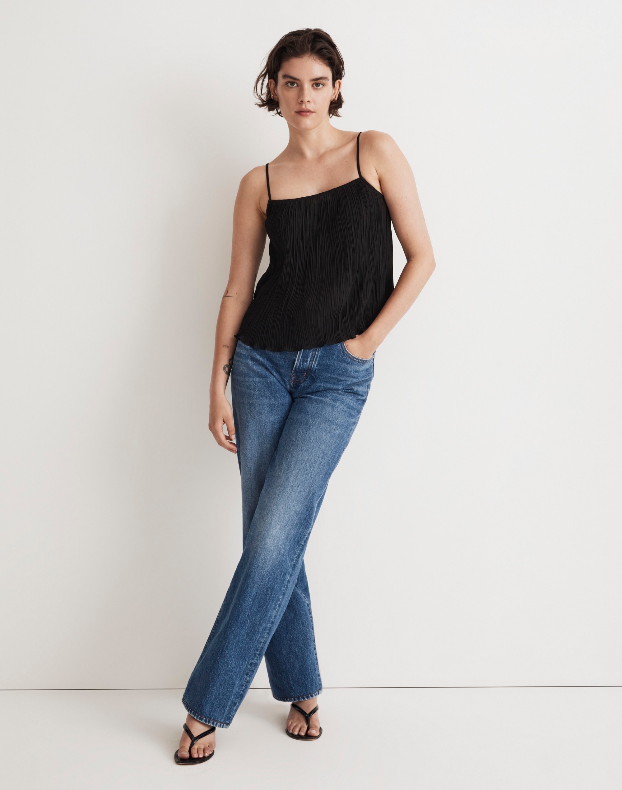 Pliss&eacute; Crop Cami Tank